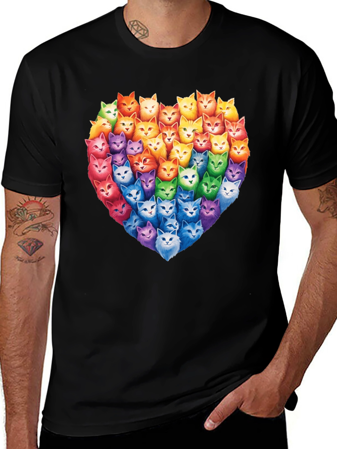 Variant 23 of Rainbow Cats Heart T-Shirt