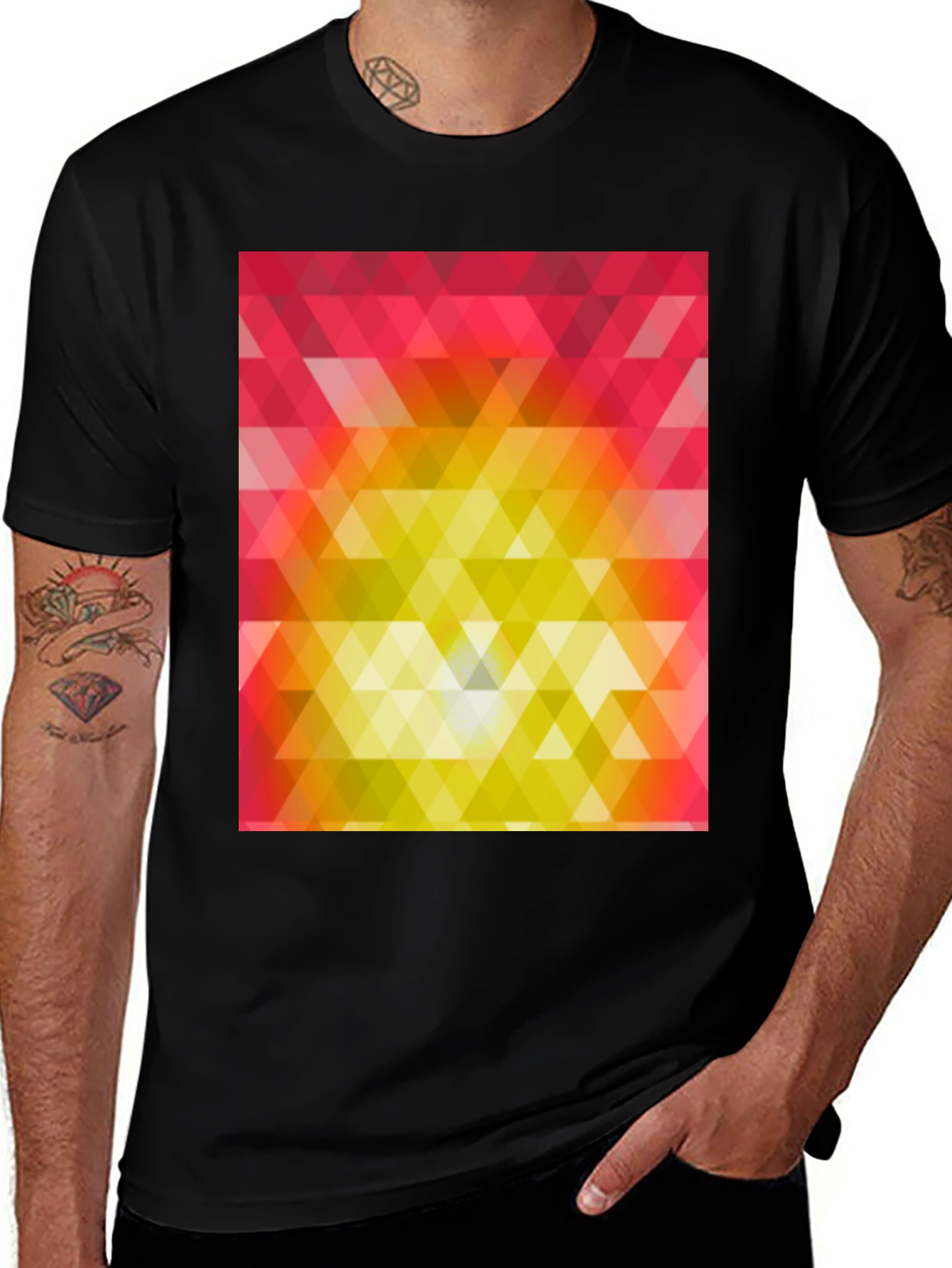 Geometric Pattern Black T-Shirt