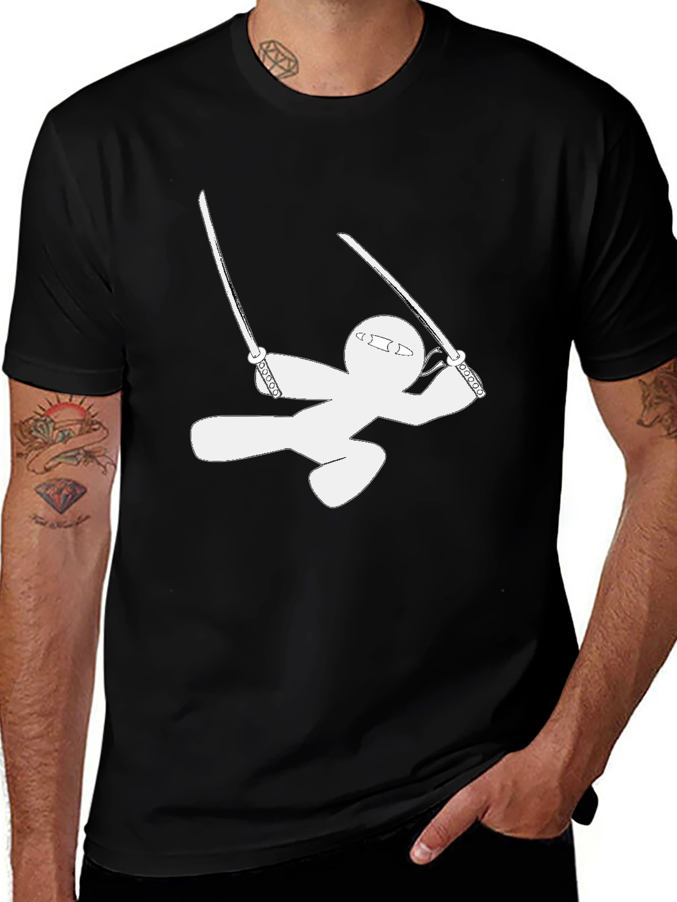 Variant 20 of Ninja Stick Figure Black T-Shirt - Stealth Mode Activated
