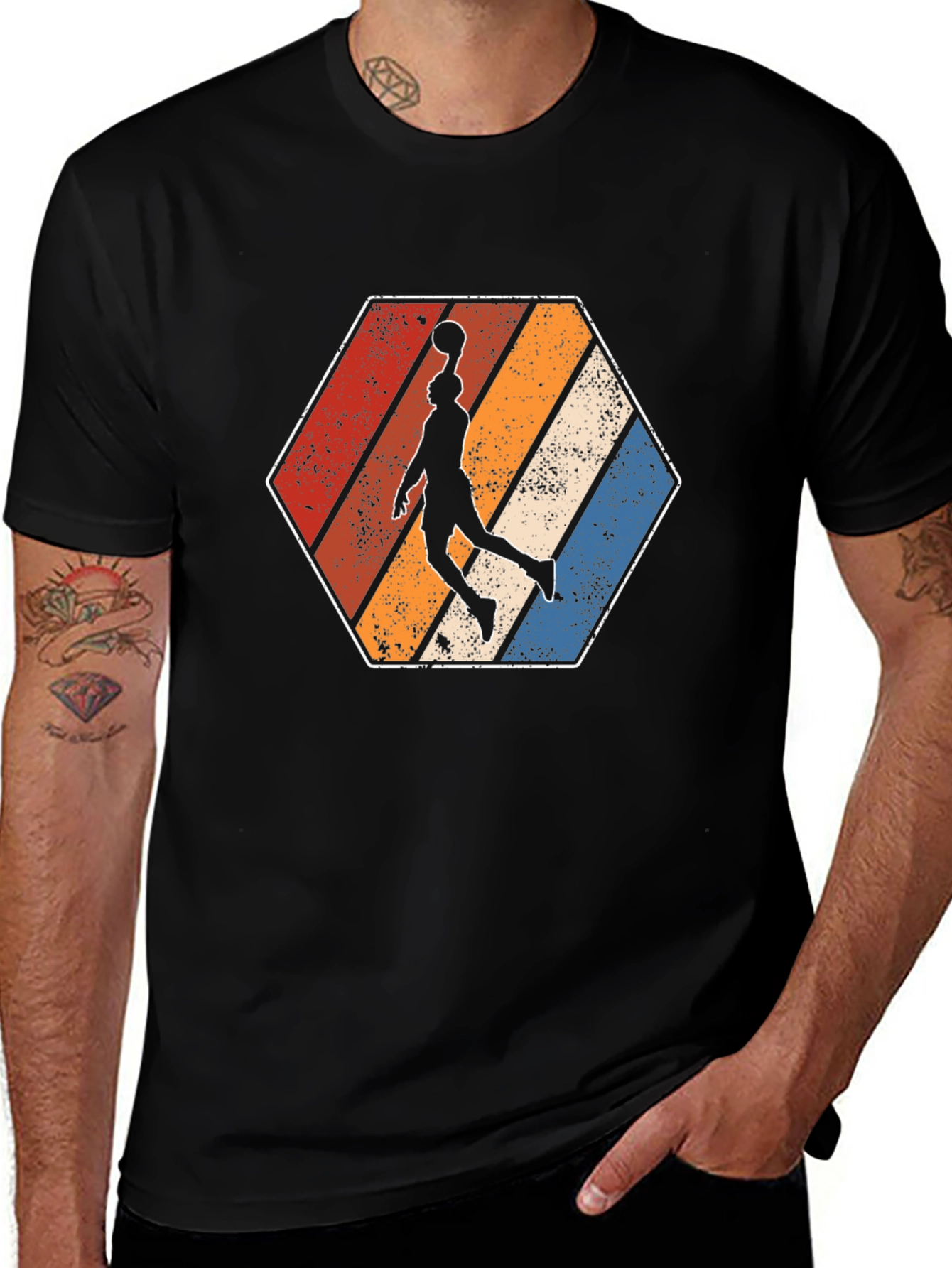 Retro Basketball Dunker Graphic T-Shirt