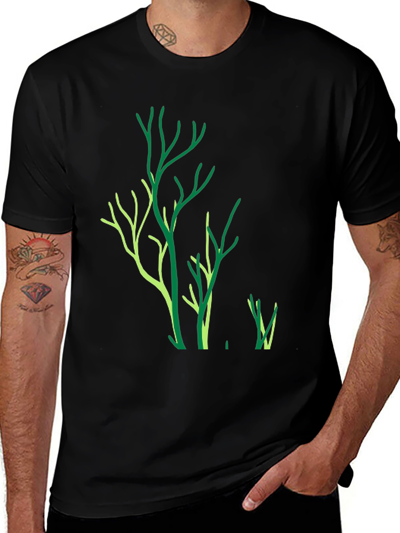 Variant 25 of Abstract Tree Graphic Tee - Black