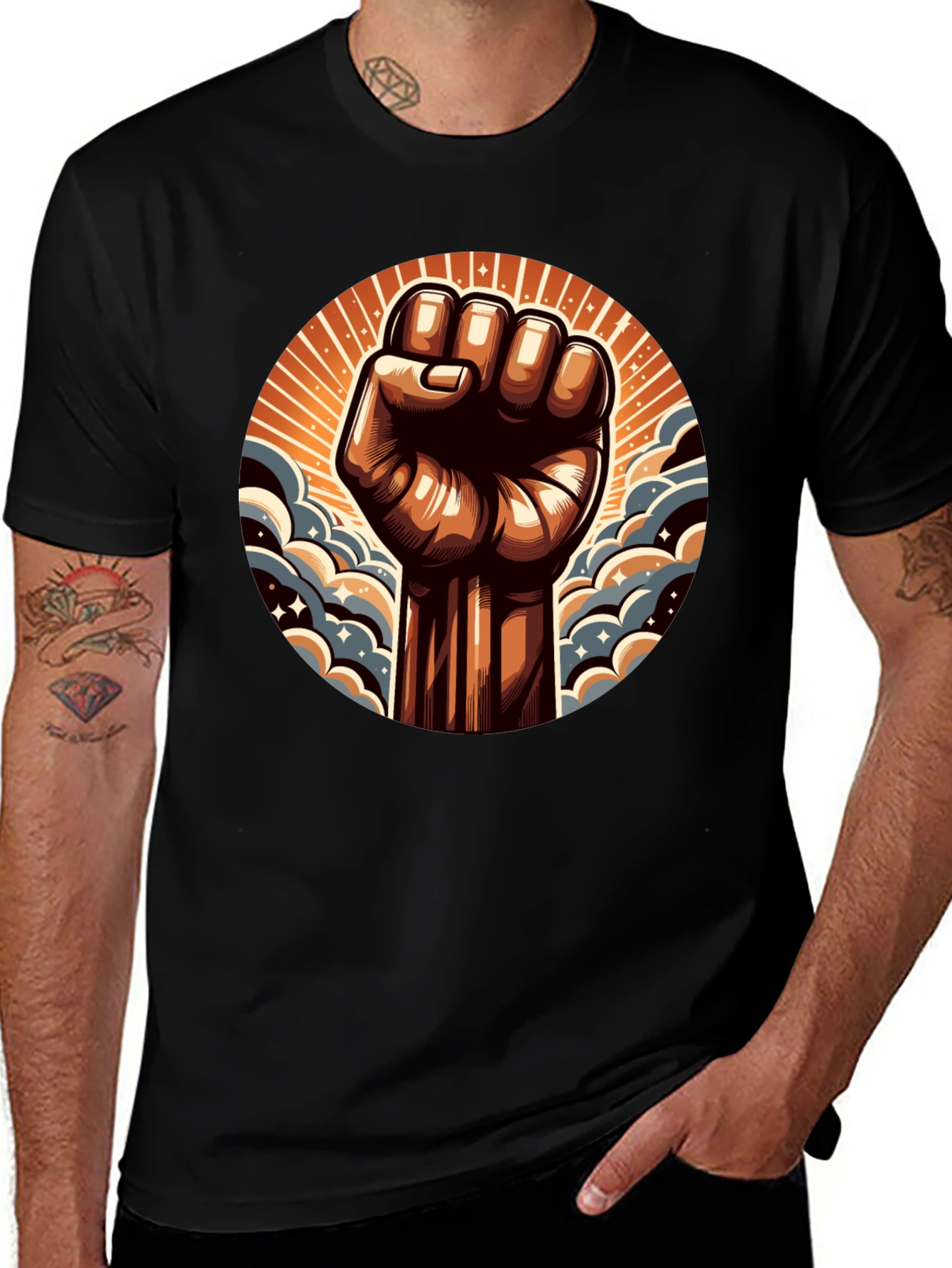 Variant 2 of Empowered Fist Graphic Tee - Black