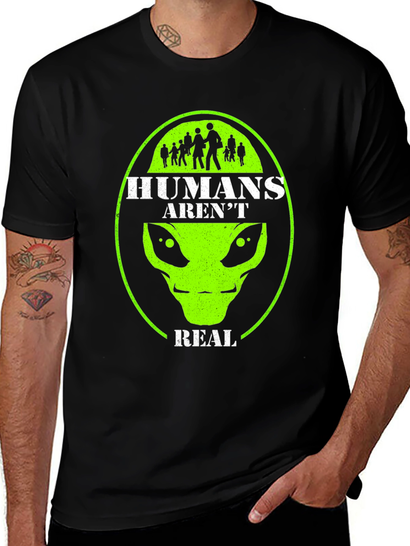 Variant 5 of Humans Aren't Real Alien Graphic Tee