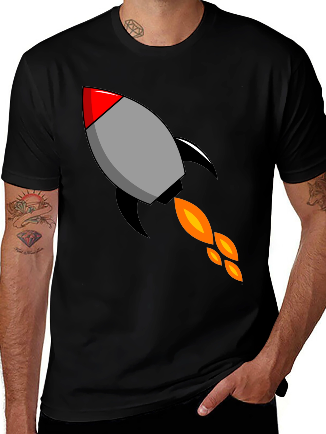 Variant 30 of Rocket Graphic Black T-Shirt - Blast Off in Style!