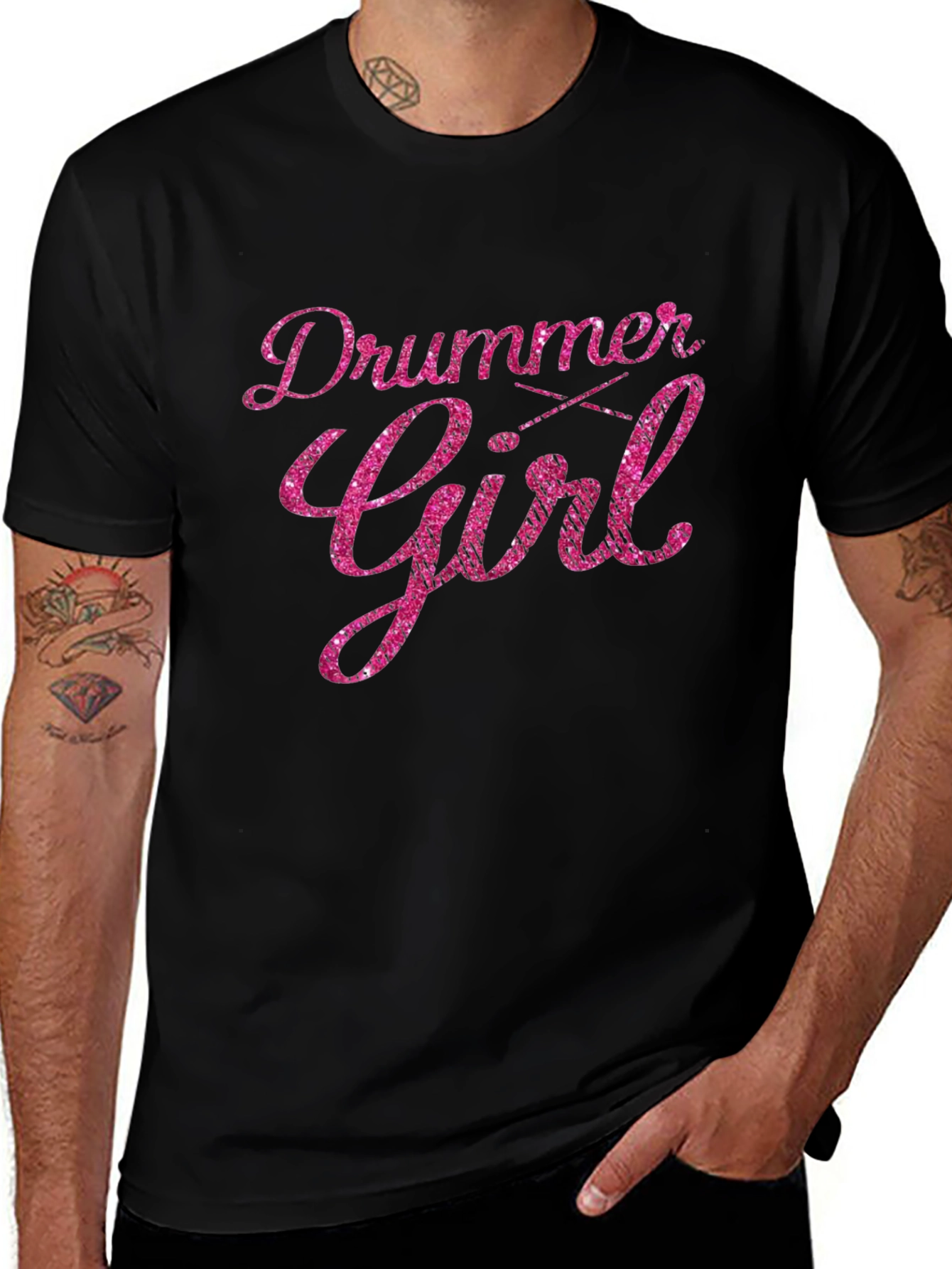 Variant 12 of Drummer Girl Pink Glitter T-Shirt