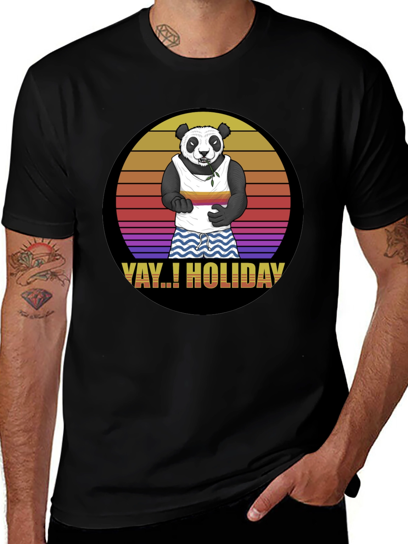Variant 13 of Yay Holiday Panda Graphic Tee - Fun Summer Style