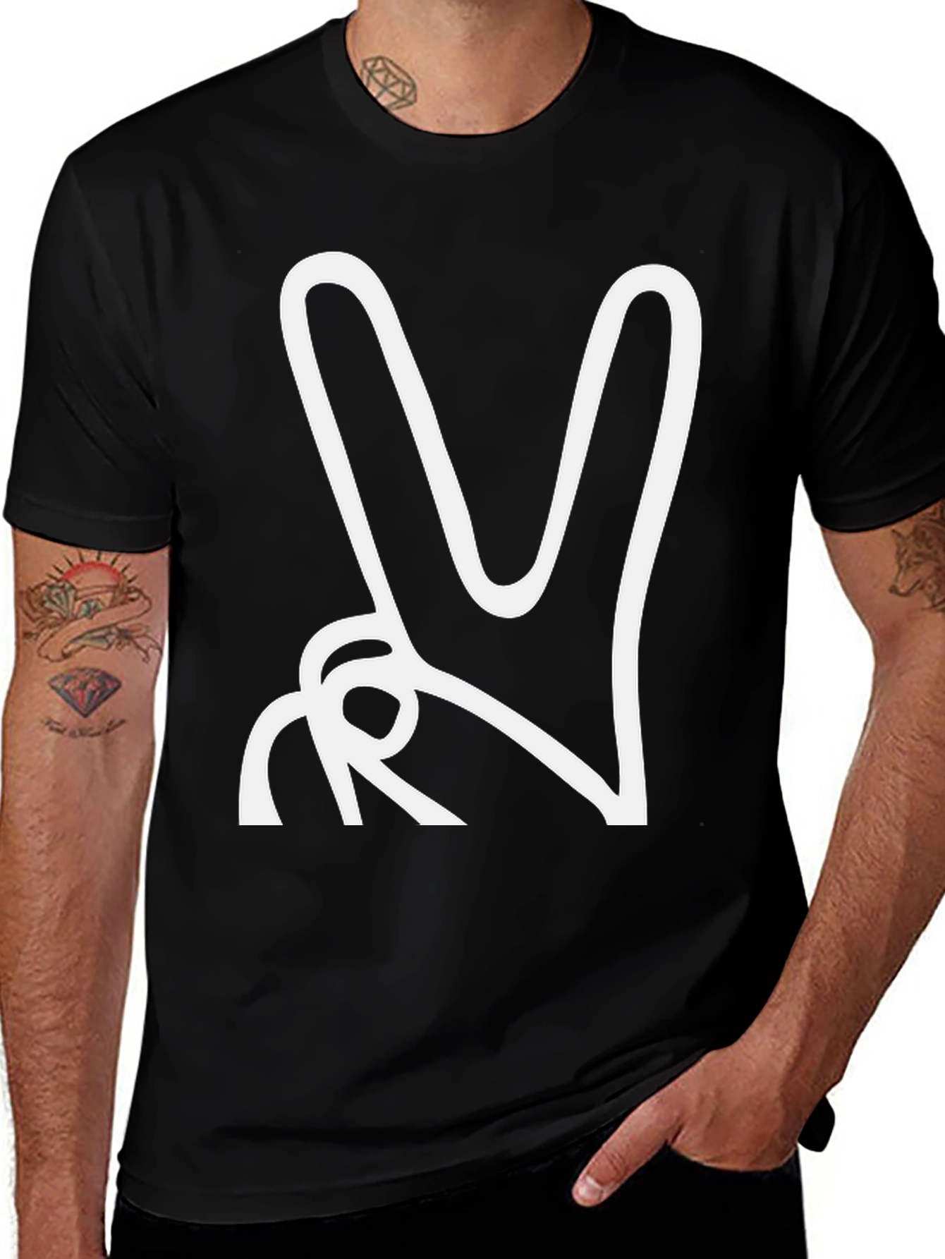 Variant 14 of Peace Sign Graphic Tee - Black