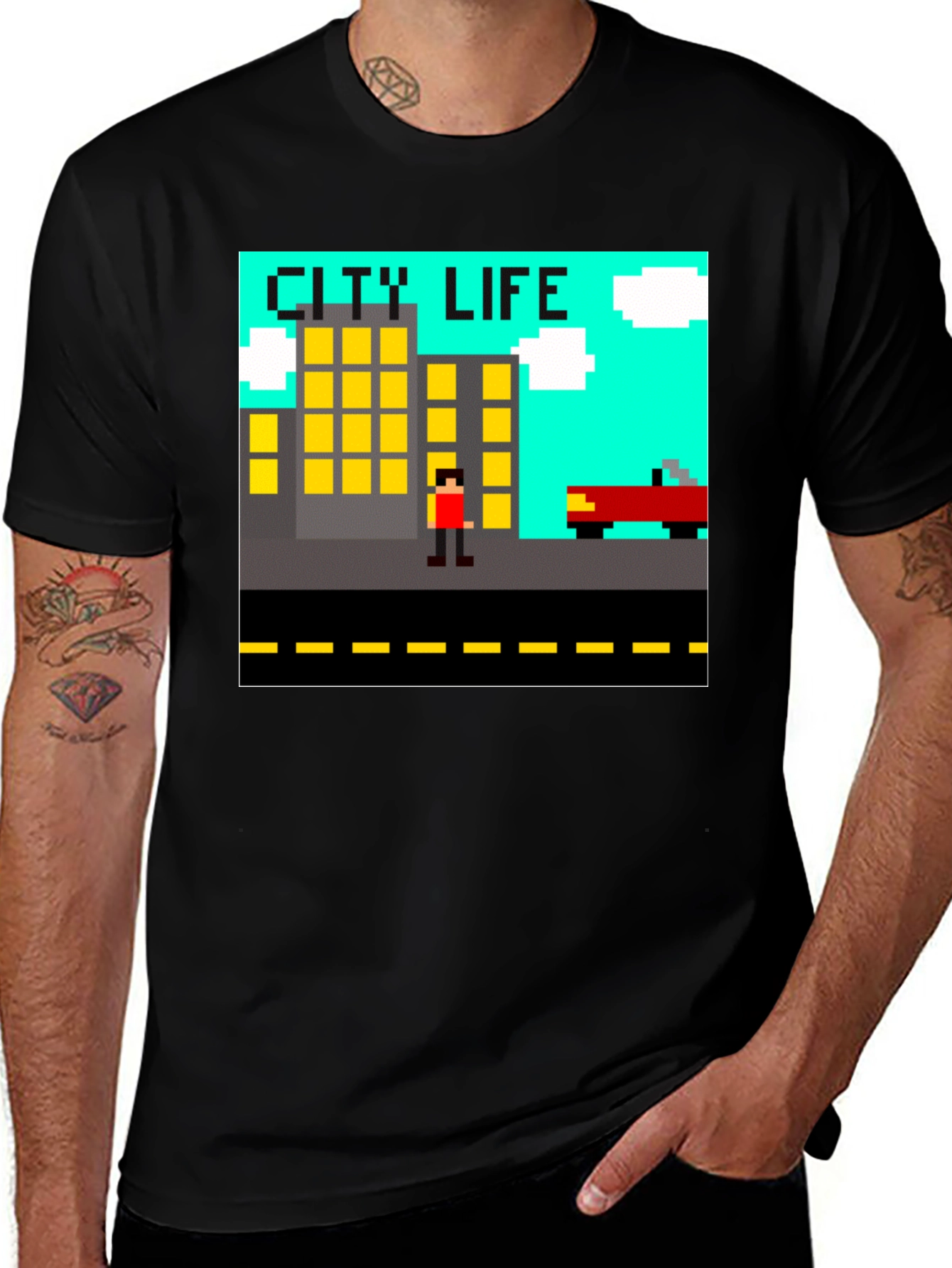 Retro 8-Bit City Life Graphic Tee
