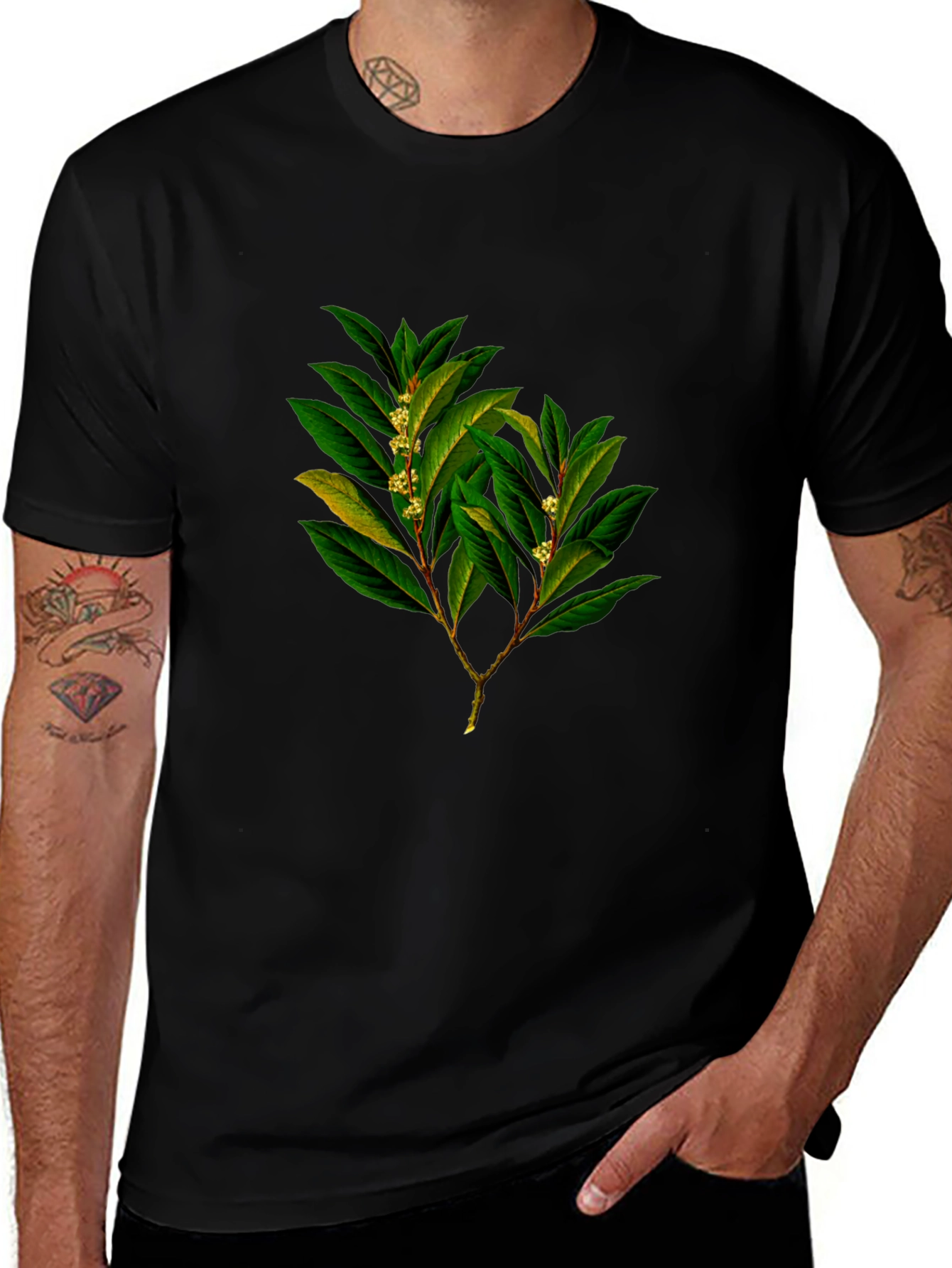 Variant 18 of Botanical Print Black T-Shirt