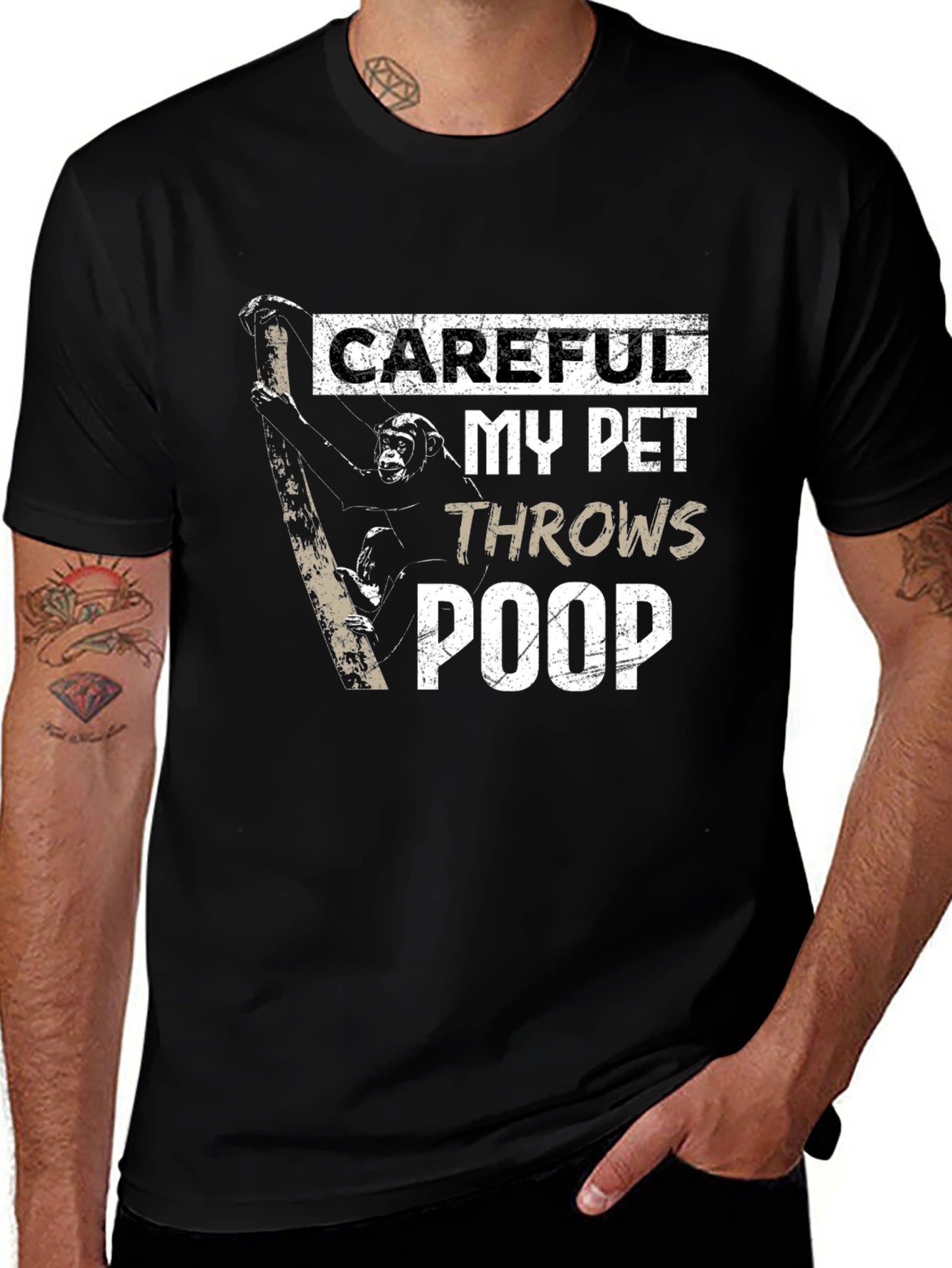 Variant 22 of Careful My Pet Throws Poop T-Shirt
