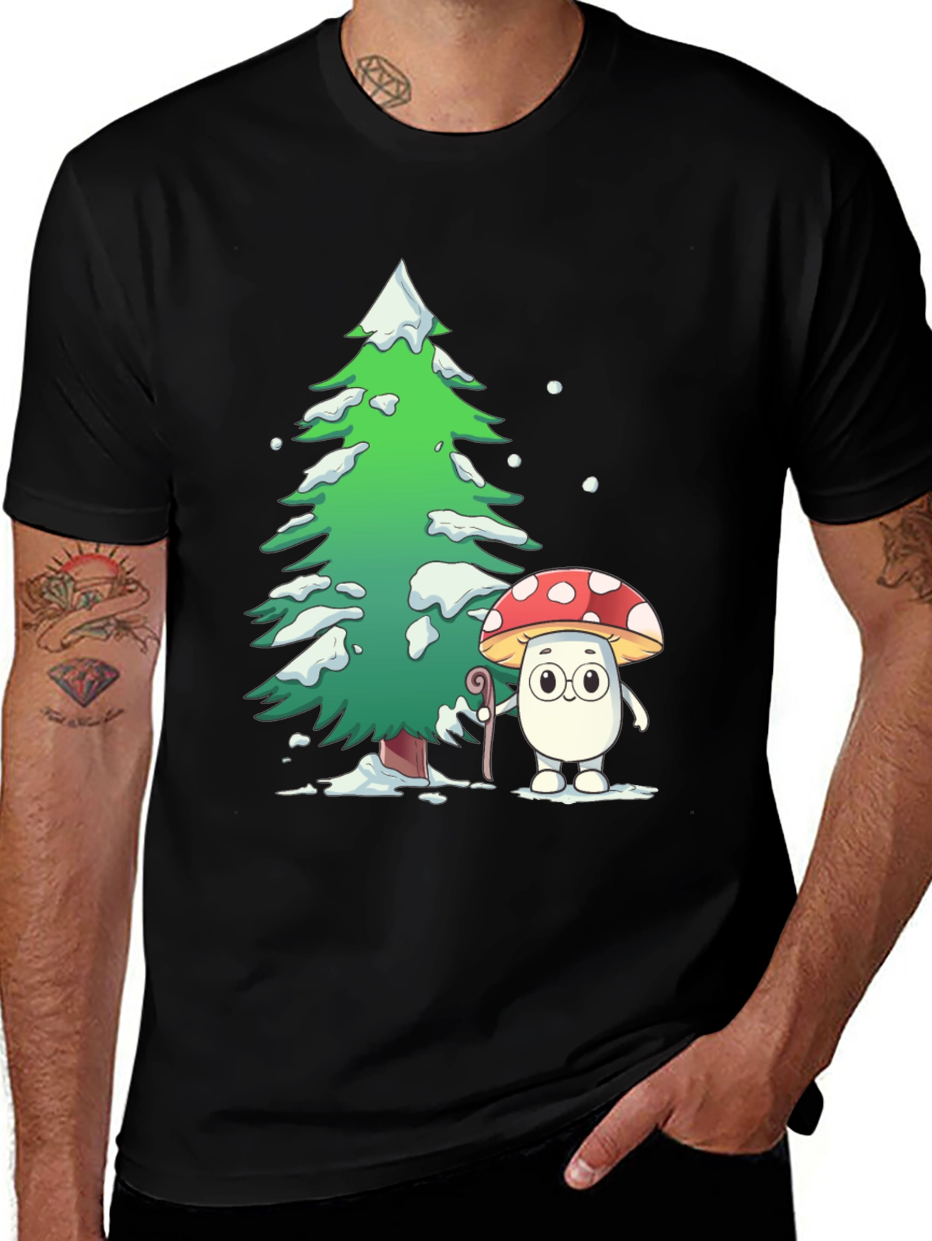 Whimsical Mushroom & Tree Graphic Tee