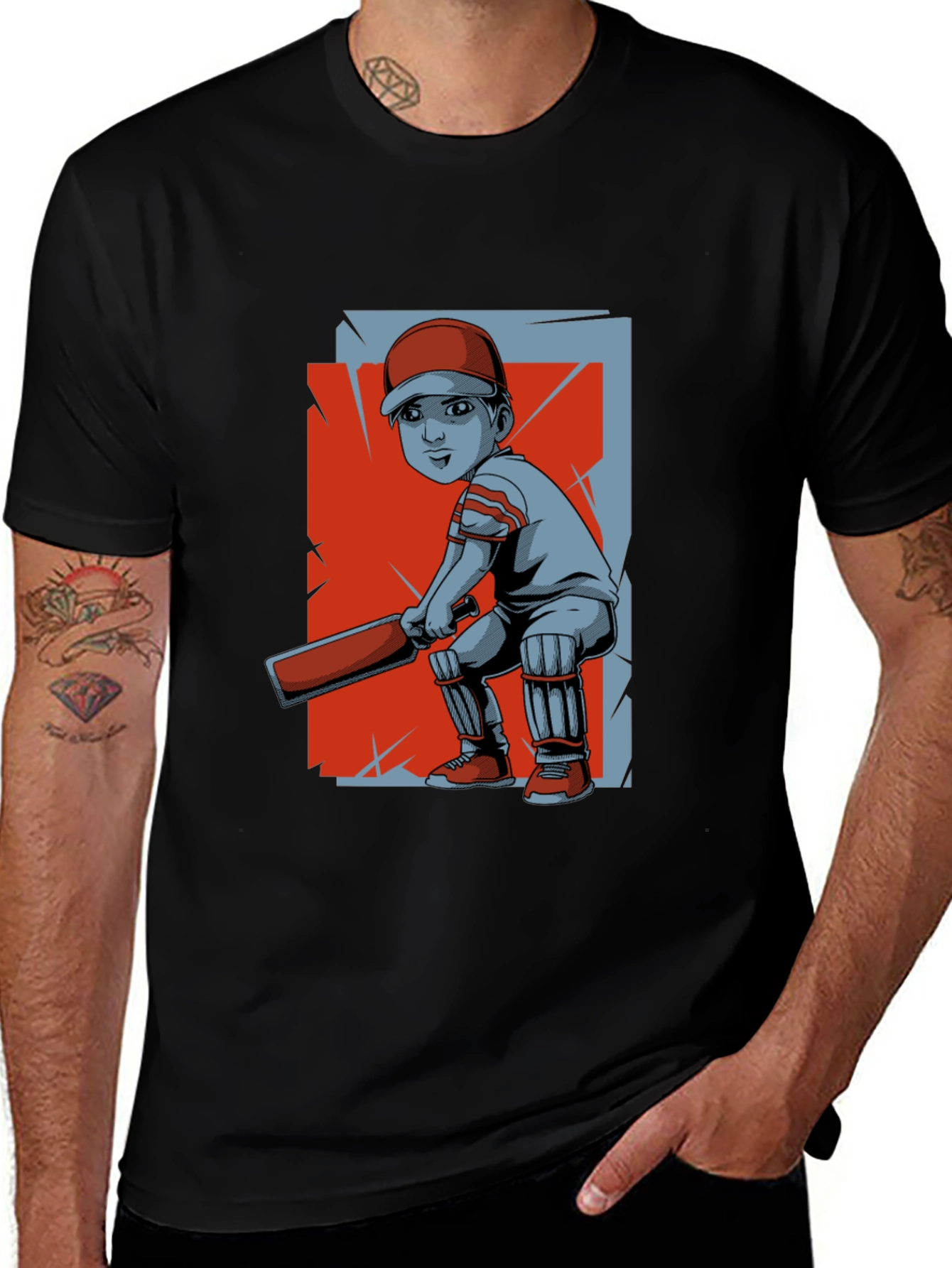 Variant 14 of Cricket Player Graphic Tee - Trendy Sportswear