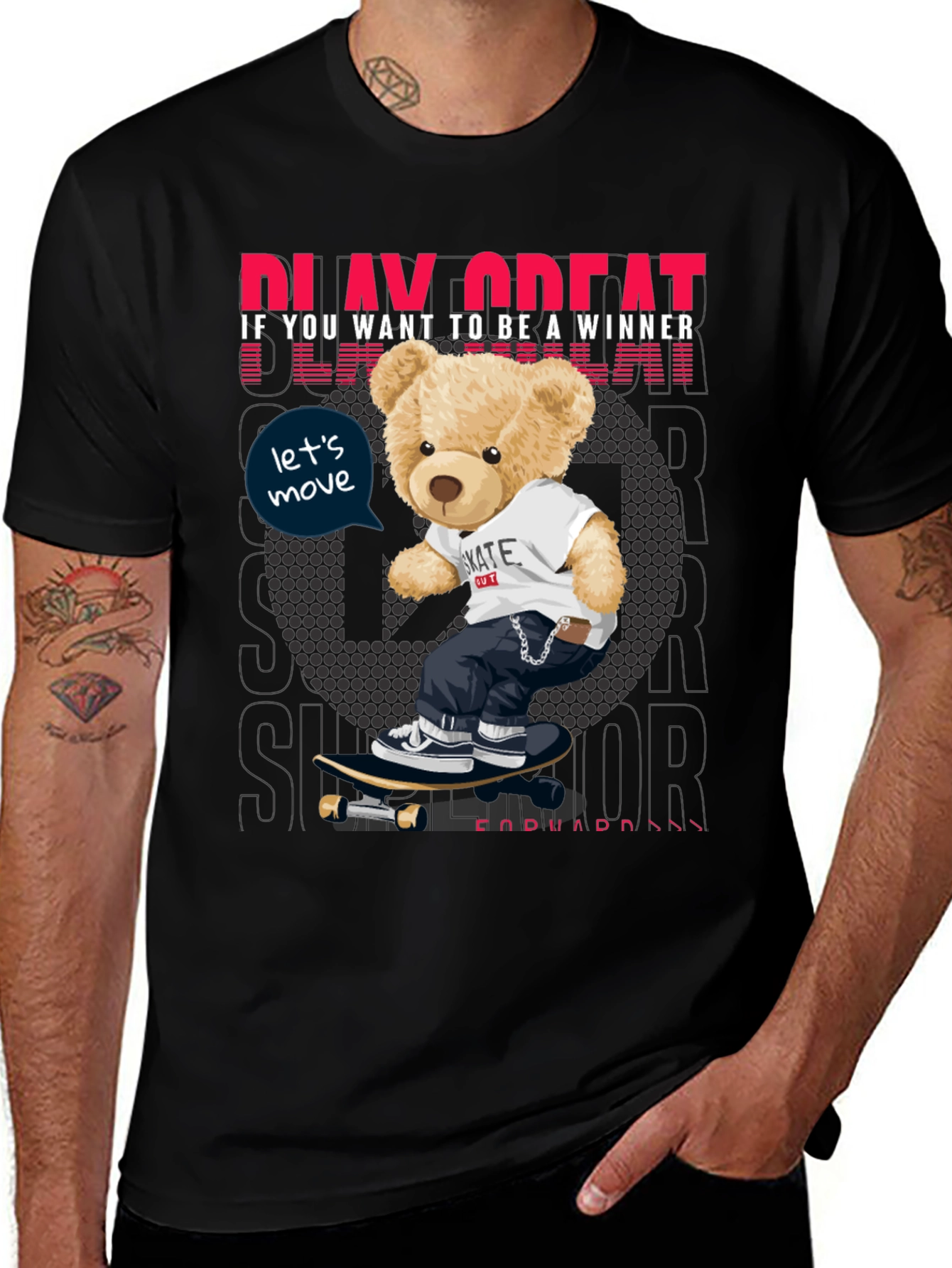 Variant 5 of Cool Bear Skateboarder Graphic T-Shirt