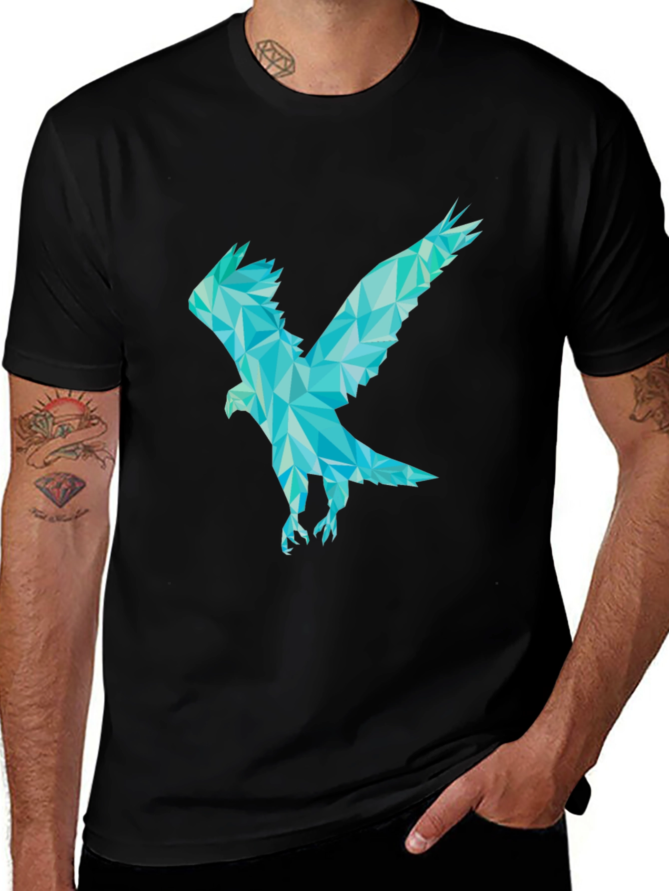 Variant 21 of Geometric Eagle Graphic T-Shirt - Black
