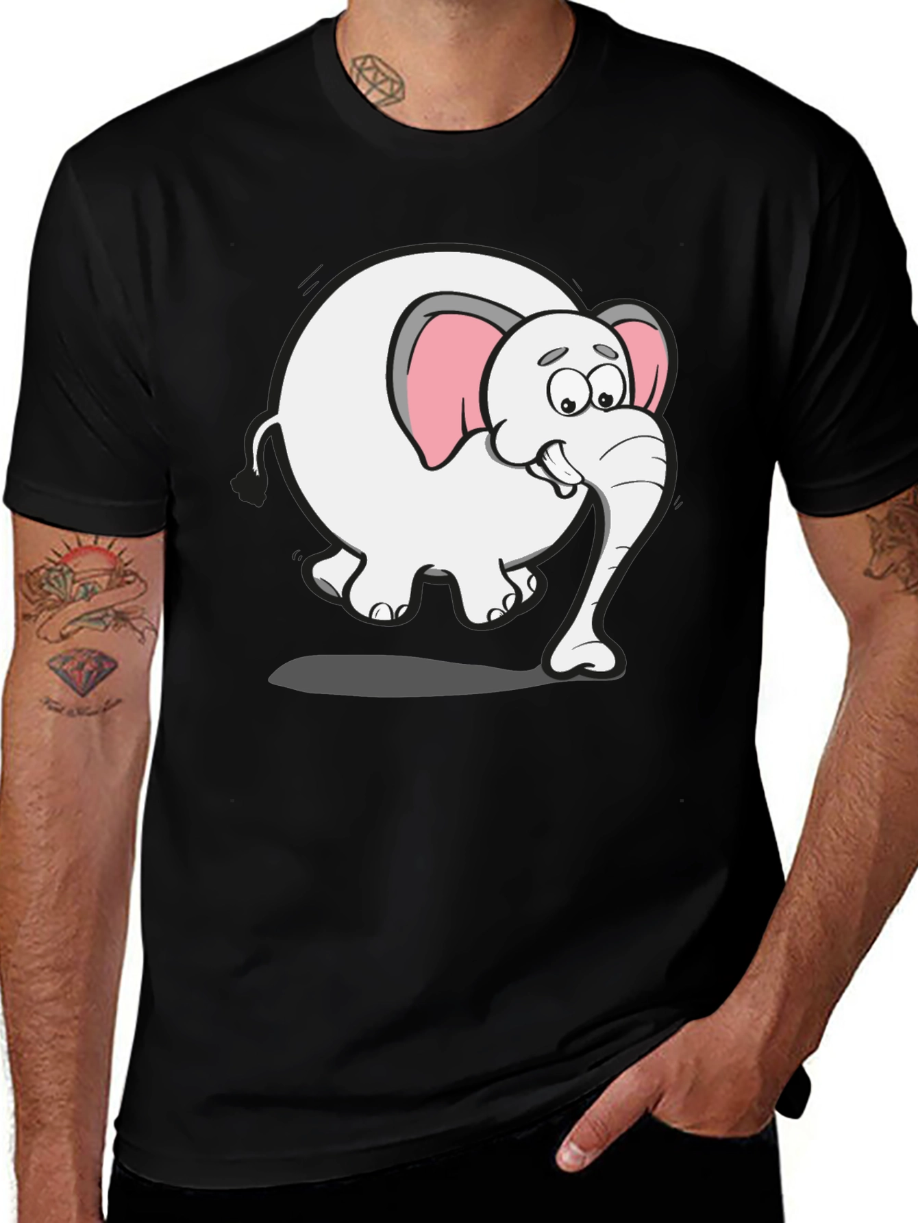 Variant 12 of Cartoon Elephant Graphic Tee - Fun Animal Shirt