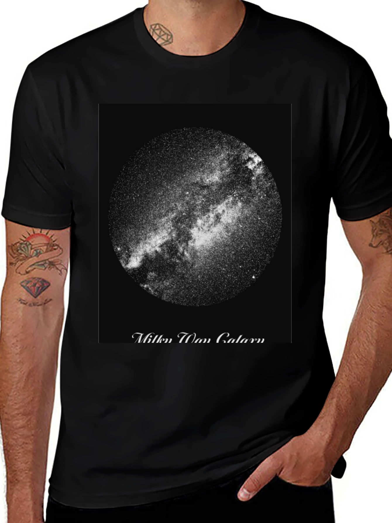 Milky Way Galaxy Graphic Tee - Cosmic Black T-Shirt