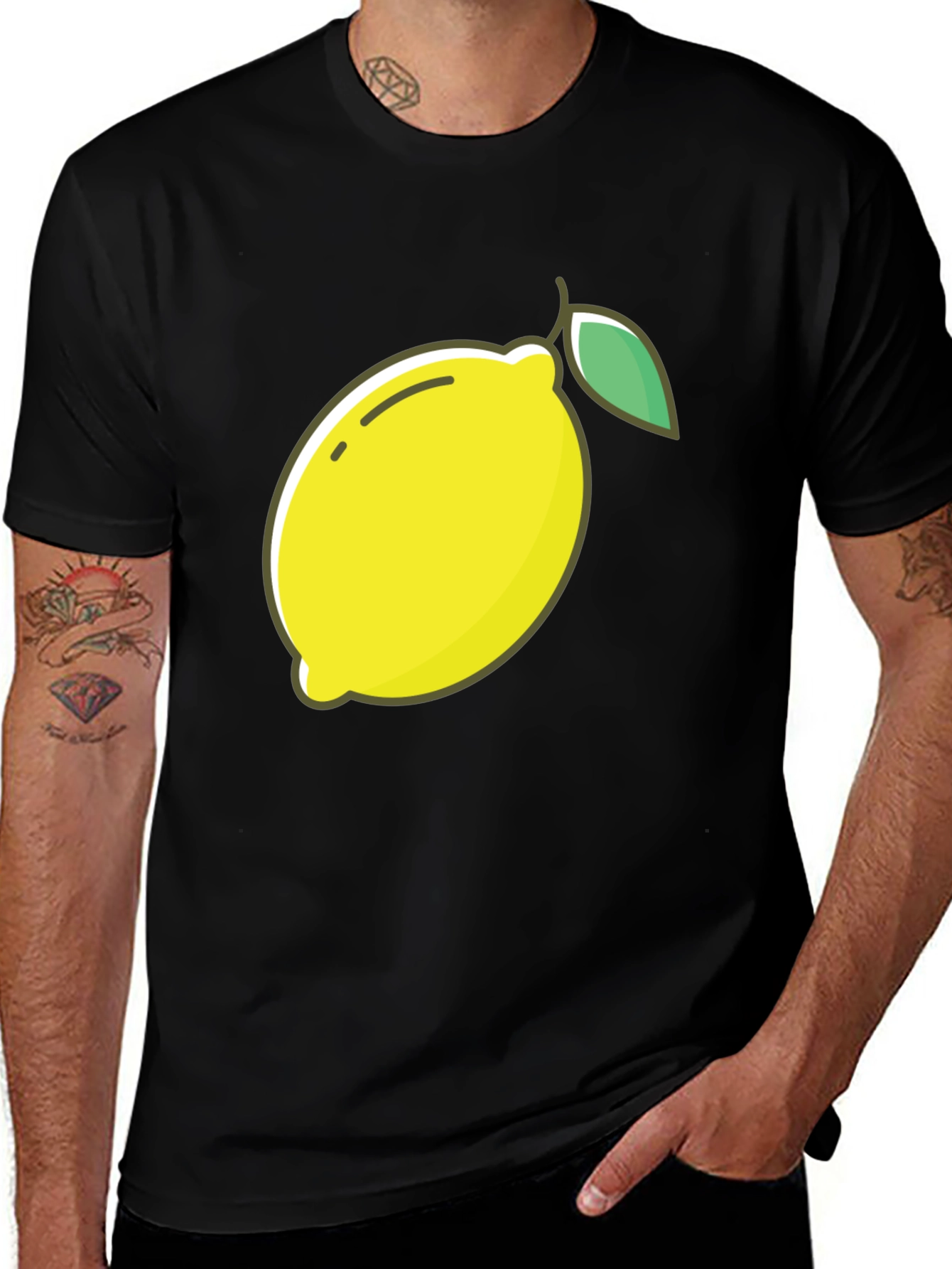 Variant 7 of Lemon Graphic Tee - Black Casual T-Shirt