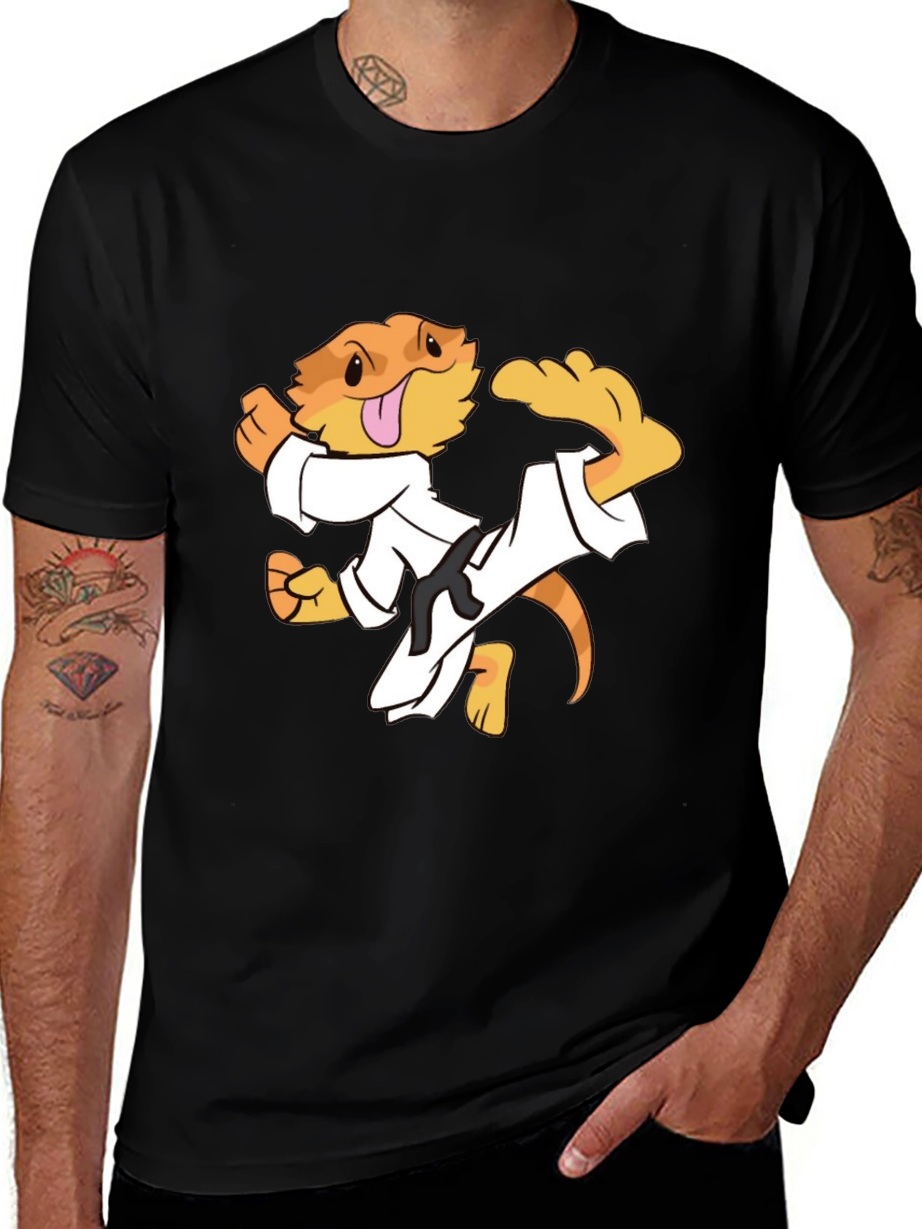 Variant 10 of Karate Lizard Black T-Shirt