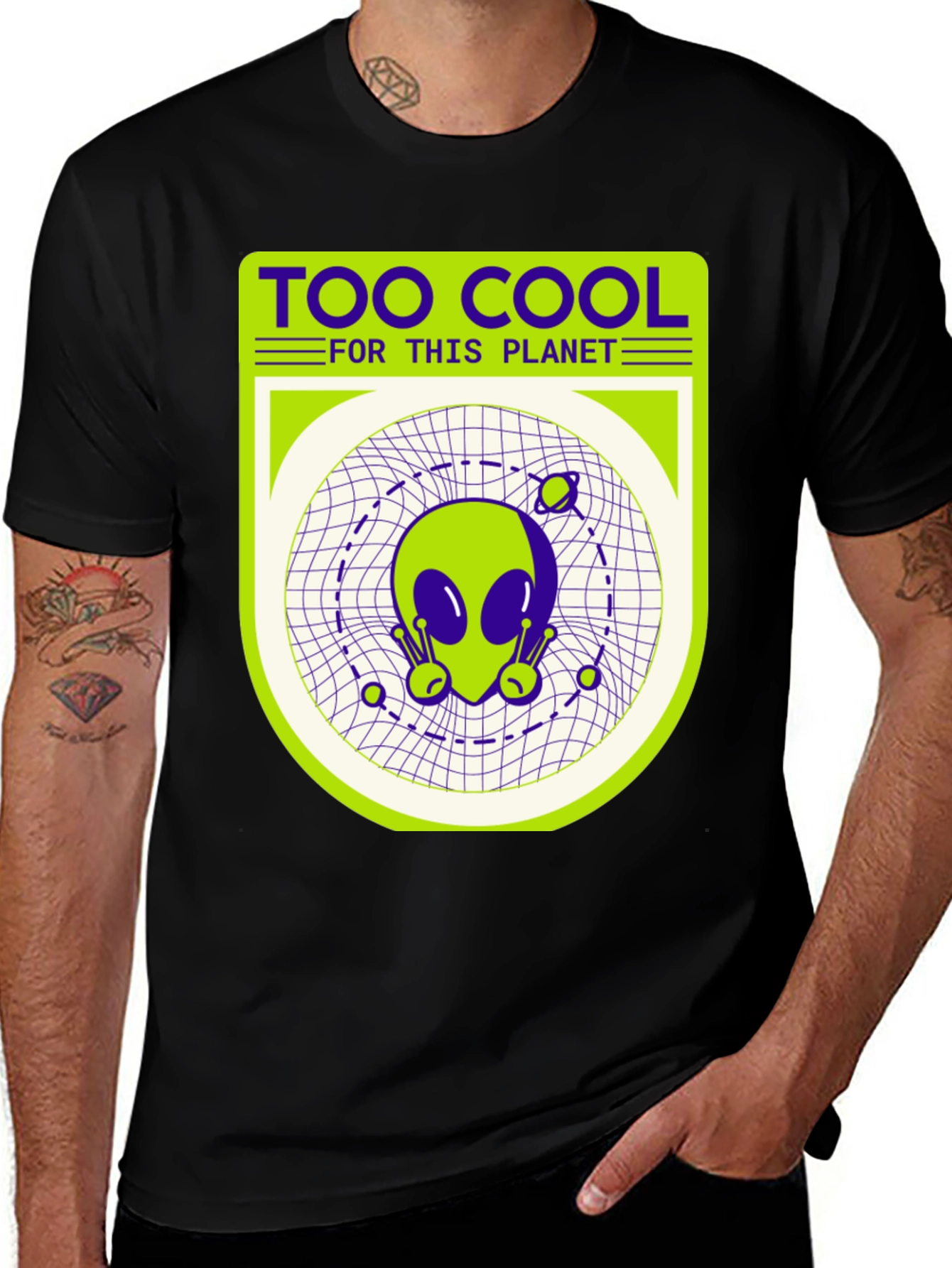 Variant 25 of Too Cool for This Planet Alien Graphic Tee