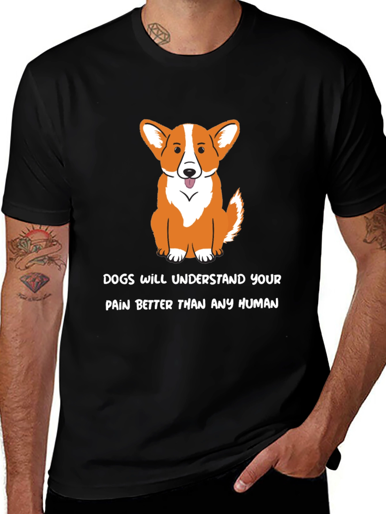 Variant 8 of Dog Lover T-Shirt: 'Dogs Understand Your Pain' - Black