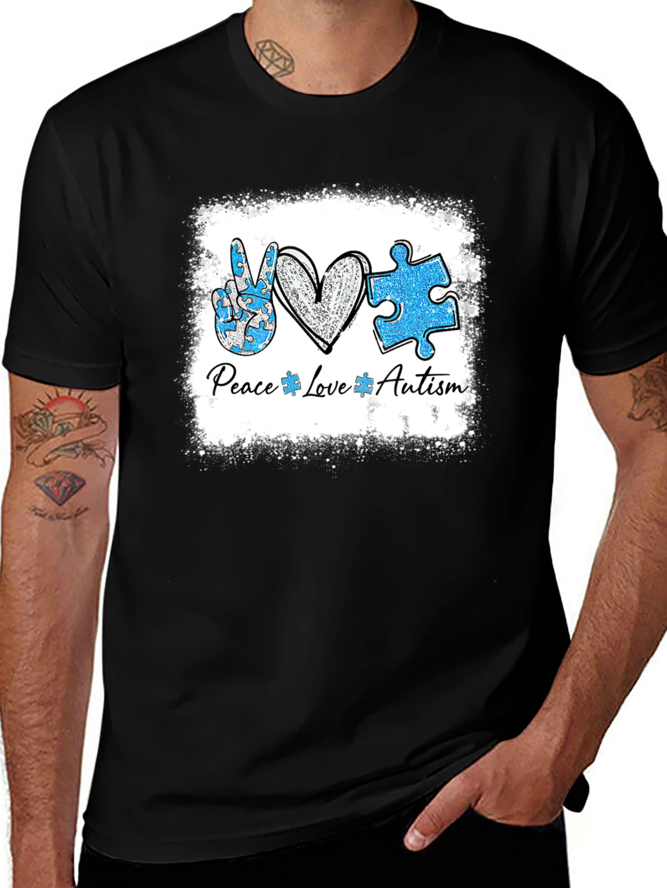 Variant 7 of Autism Awareness Peace Love T-Shirt