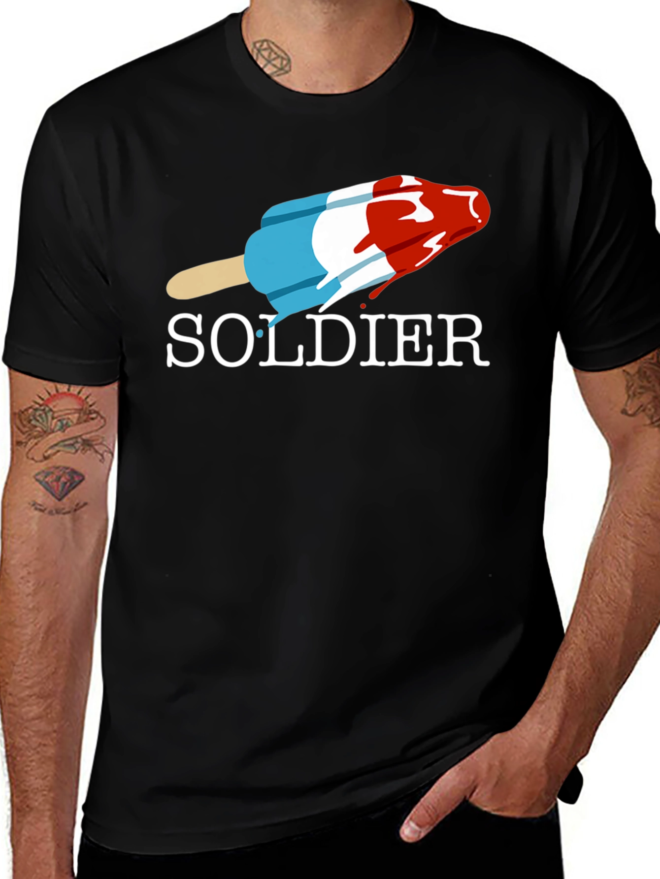 Variant 15 of Soldier Popsicle Graphic Tee - Black Cotton T-Shirt