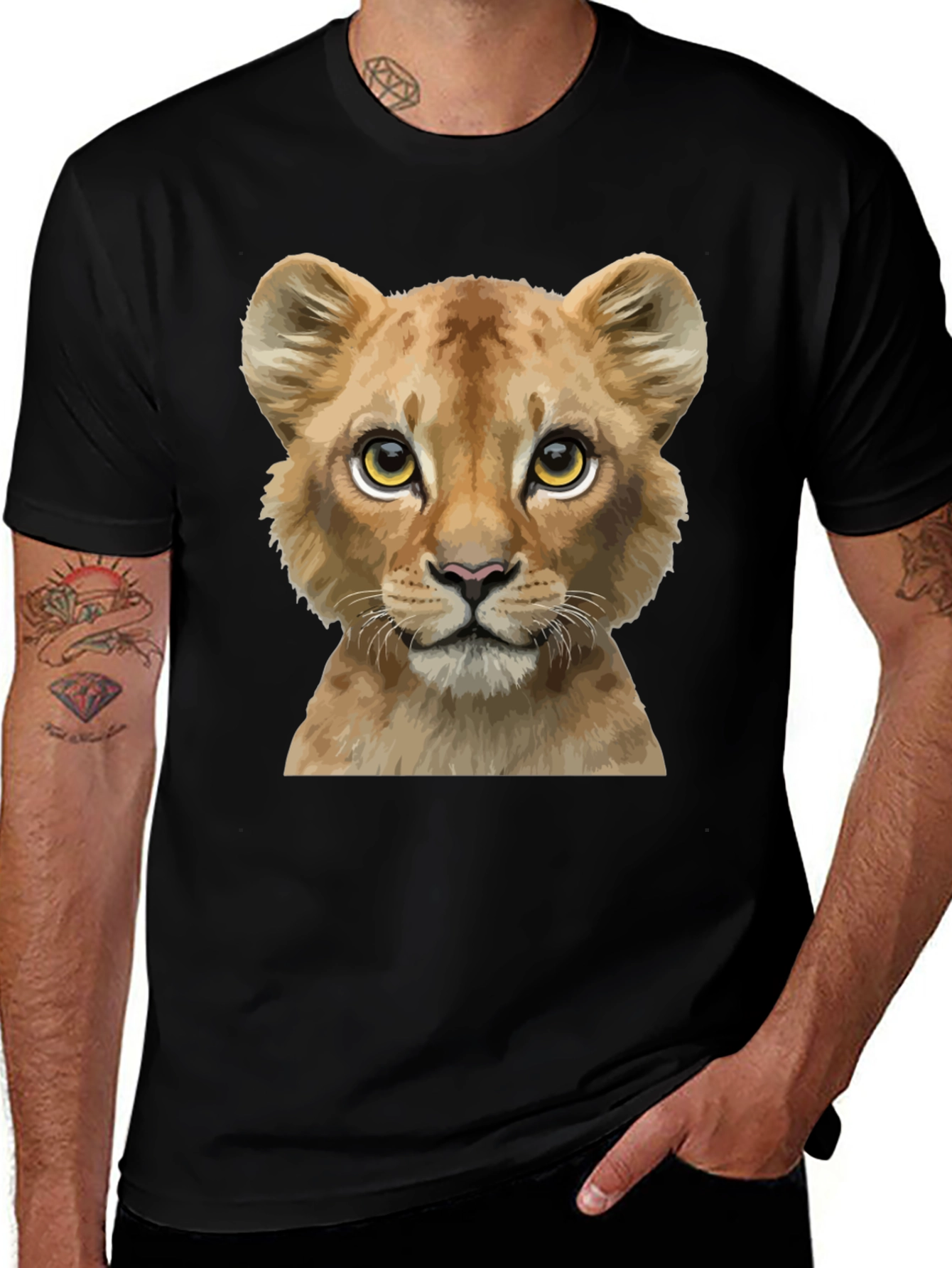 Variant 15 of Lion Cub Graphic Tee - Black Cotton Blend