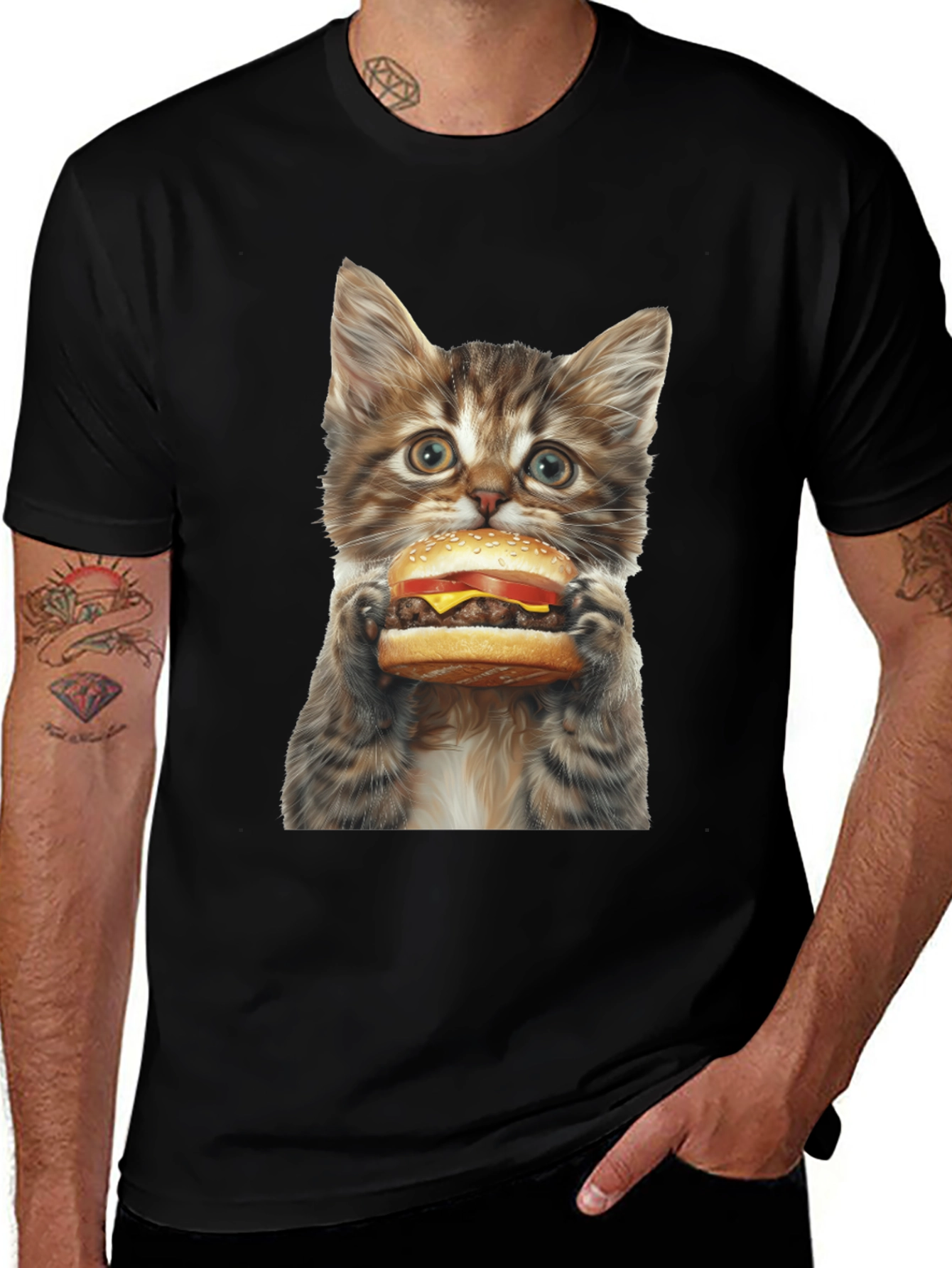 Variant 18 of Cat Burger T-Shirt - Funny Kitten Graphic Tee