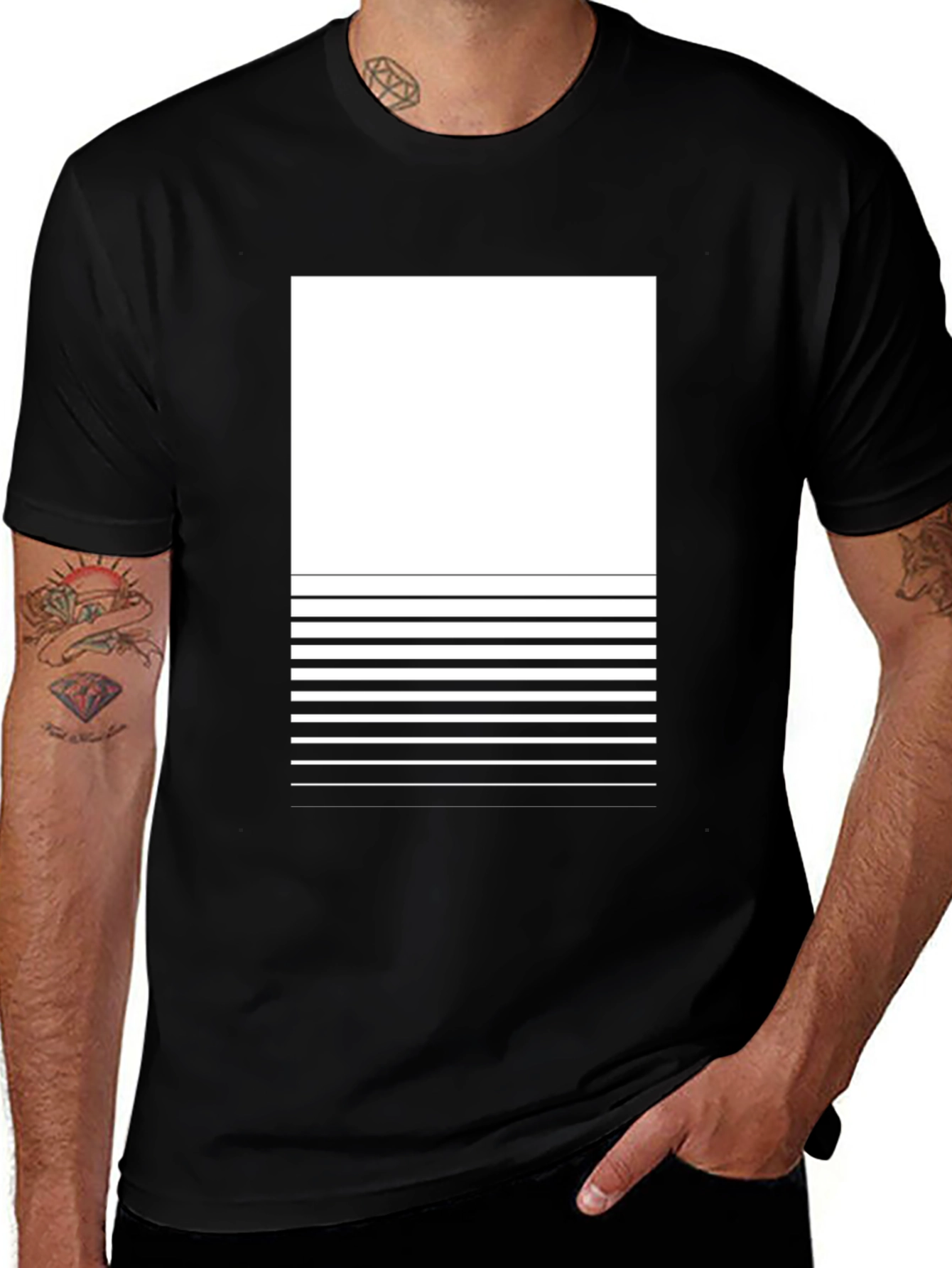 Variant 21 of Modern Black Tee with Minimalist Line Design