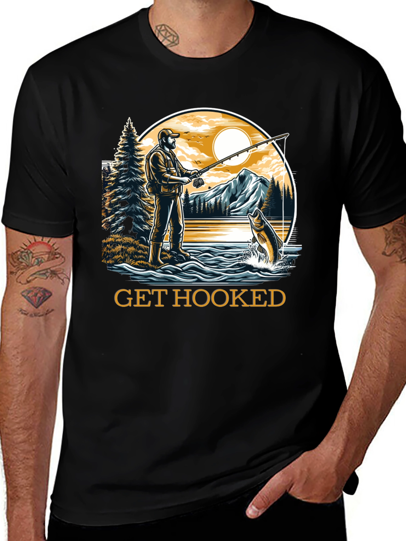 Variant 30 of Get Hooked Fishing Graphic Tee