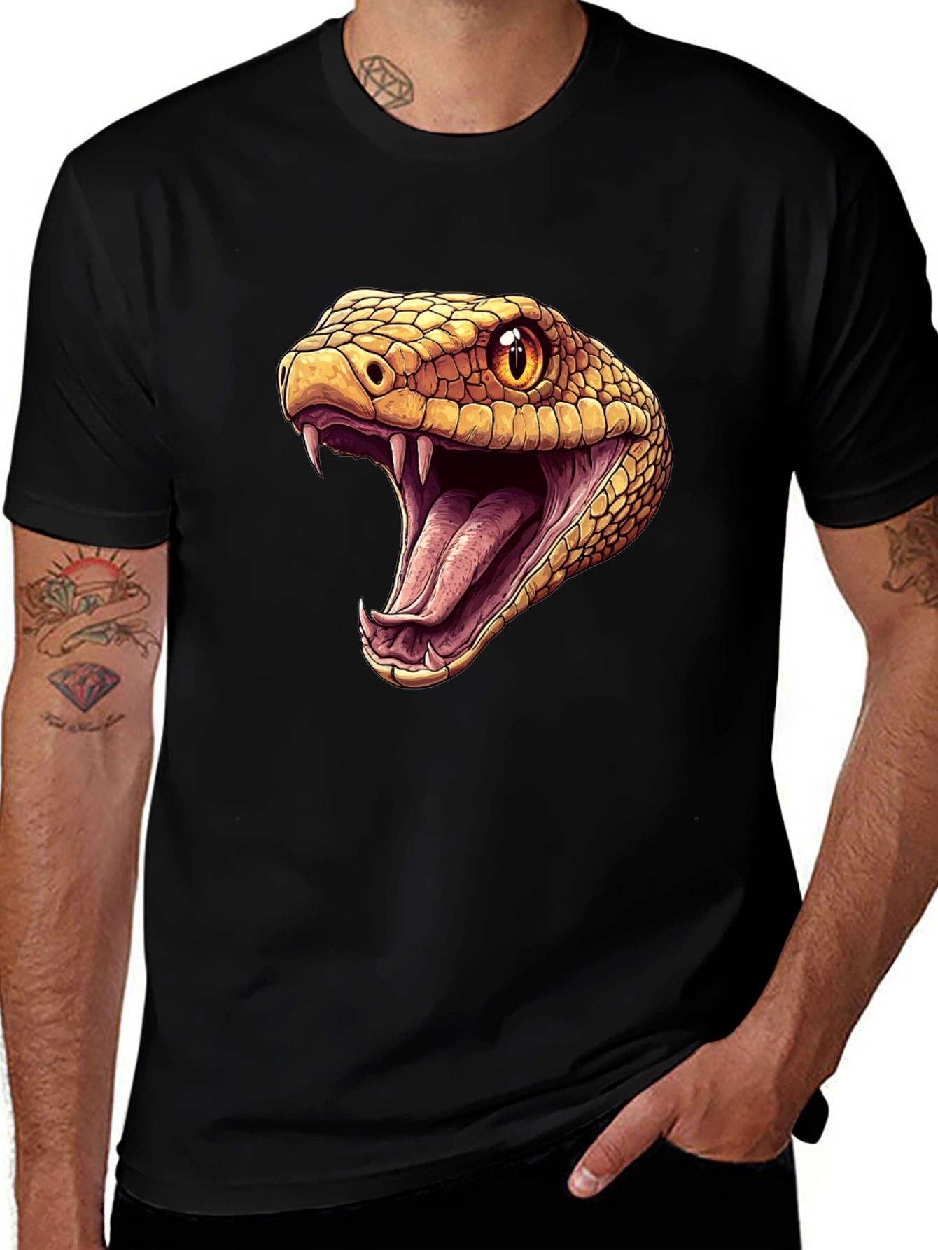 Variant 29 of Snake Graphic Tee - Men's Black T-Shirt