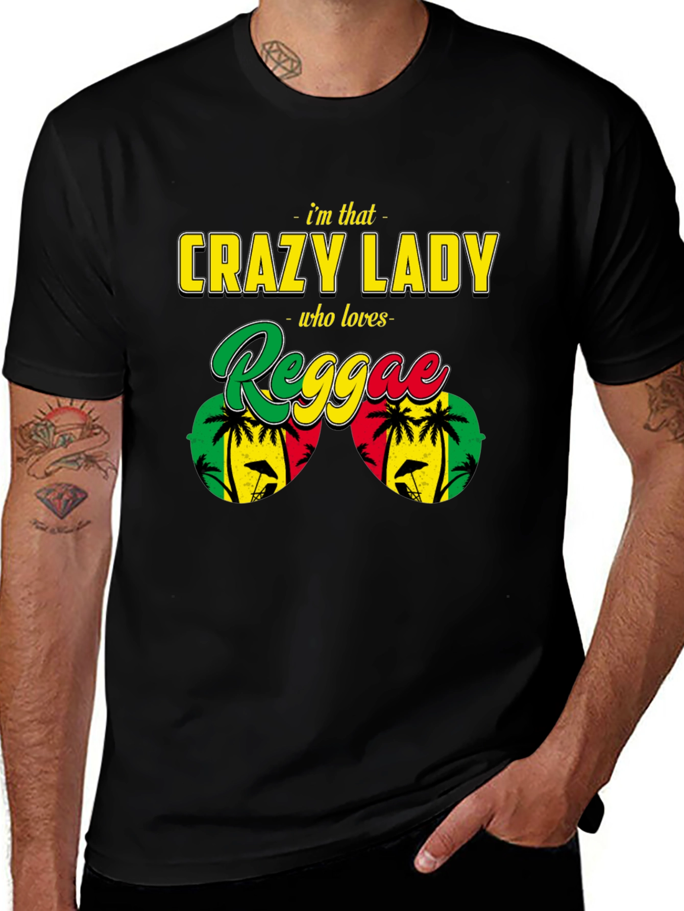 Variant 6 of Crazy Reggae Lady T-Shirt - Rasta Jamaican Music
