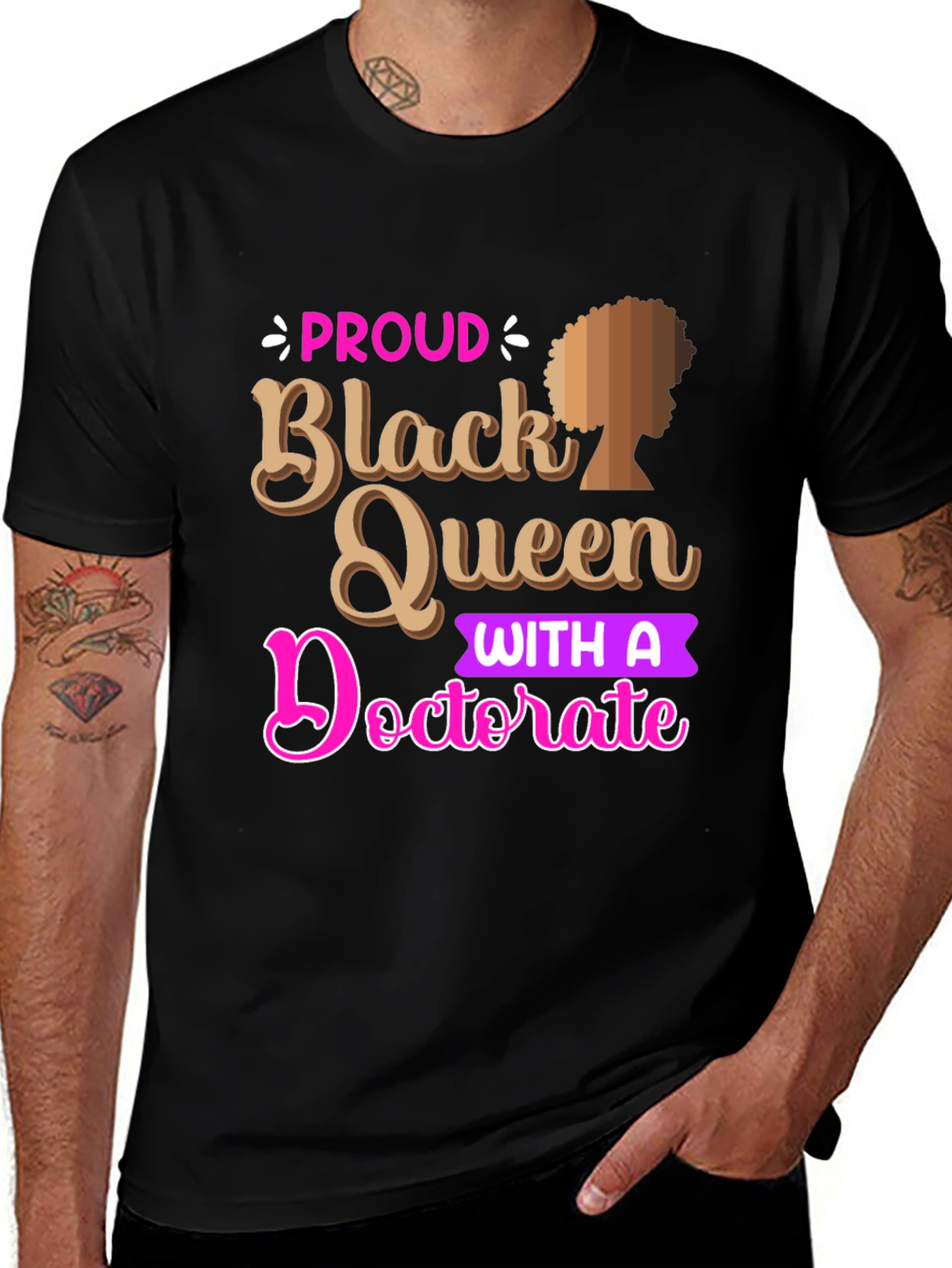 Variant 14 of Proud Black Queen Doctorate Graphic Tee