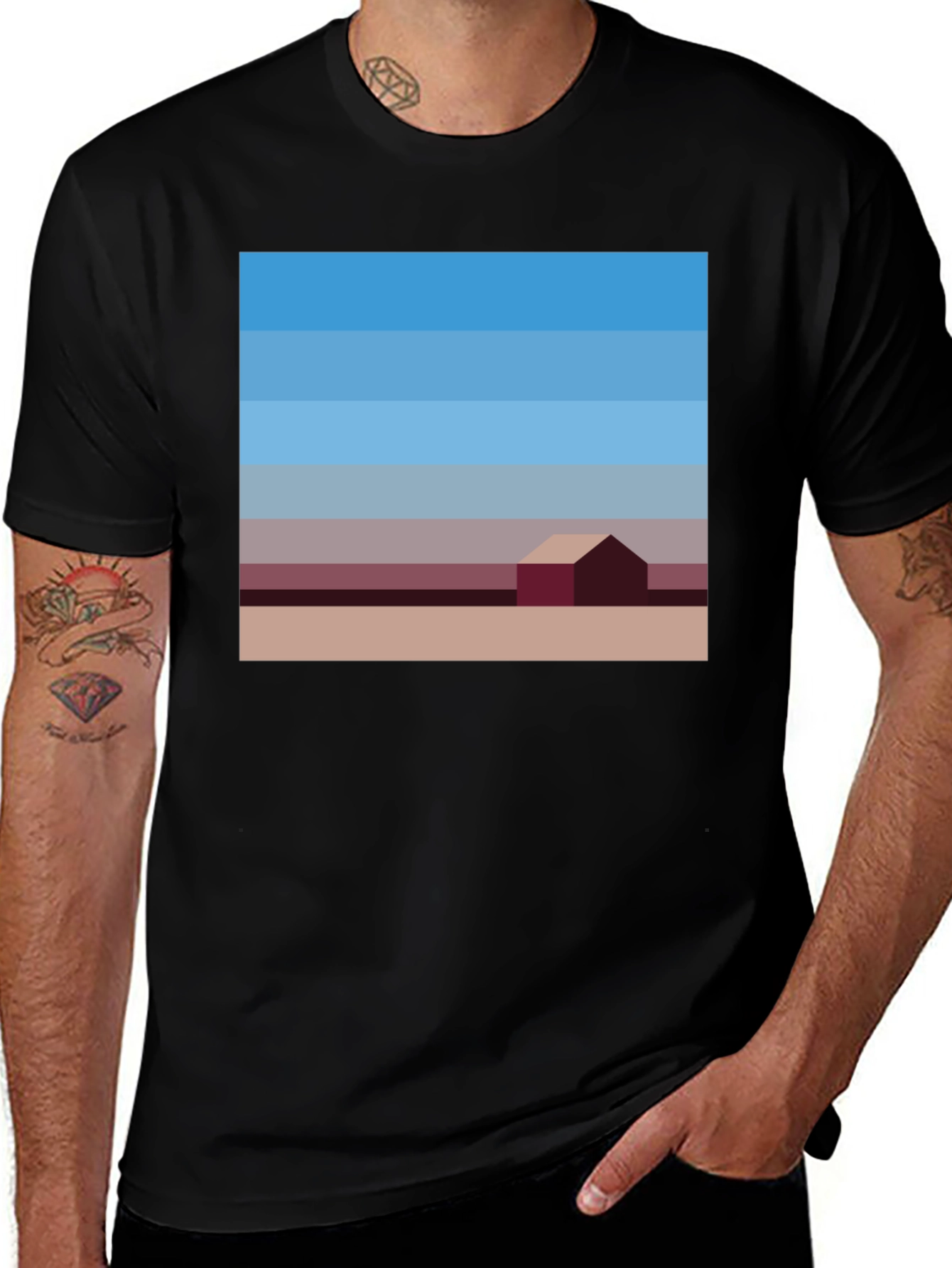 Variant 11 of Abstract Landscape Graphic Tee - Modern Art Shirt