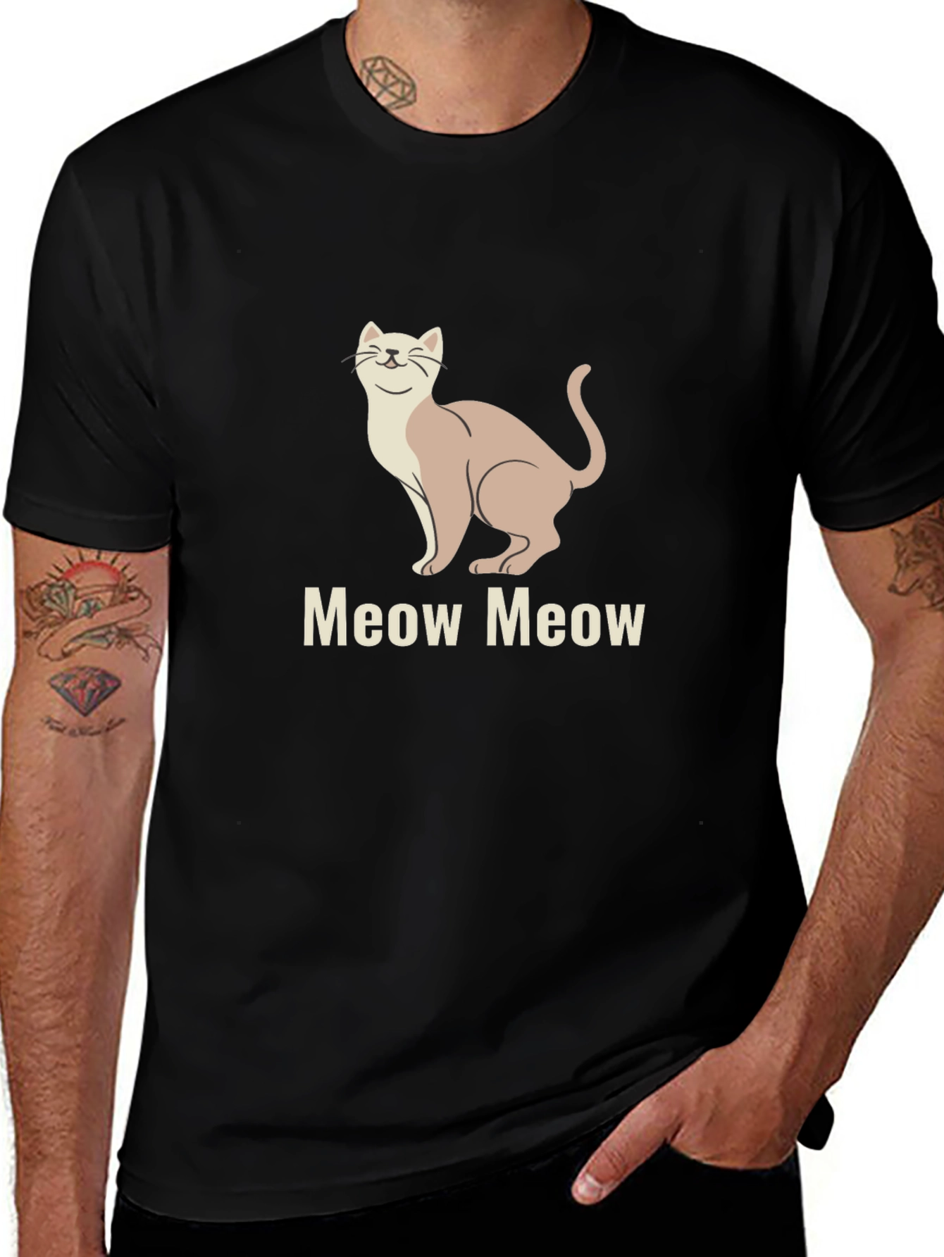 Variant 16 of Meow Cat Graphic Tee - Premium Soft Cotton T-Shirt