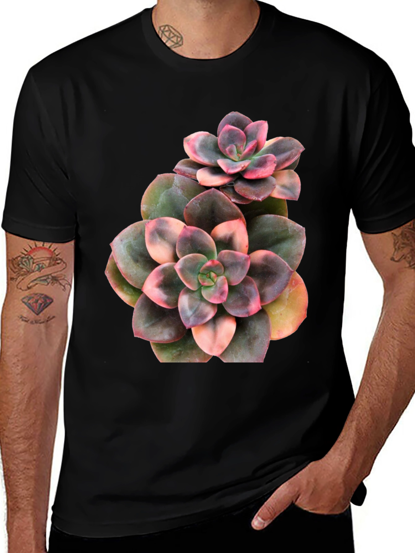 Variant 28 of Succulent Plant Graphic Black T-Shirt