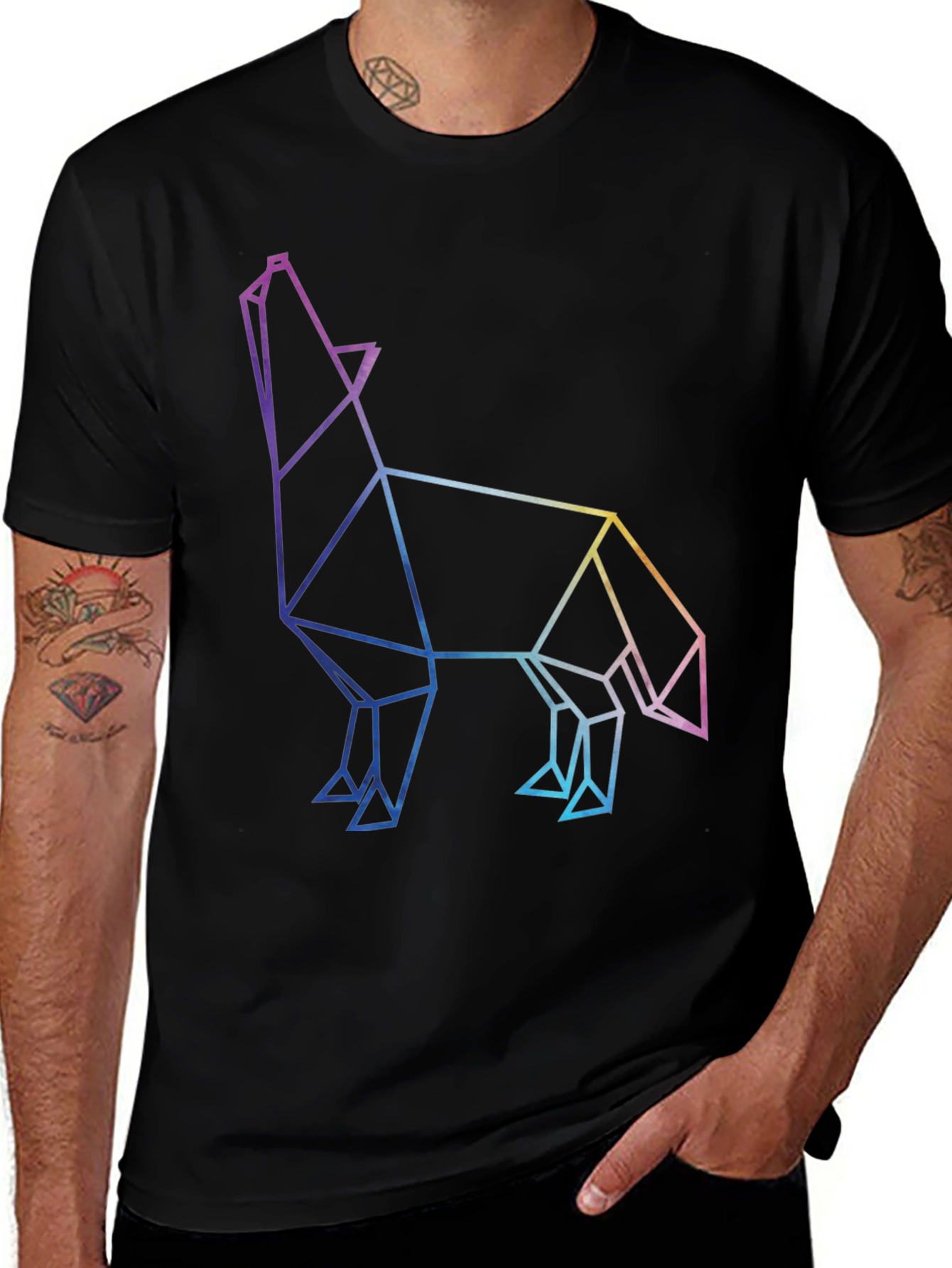 Variant 18 of Geometric Wolf Graphic Tee - Modern Art T-Shirt