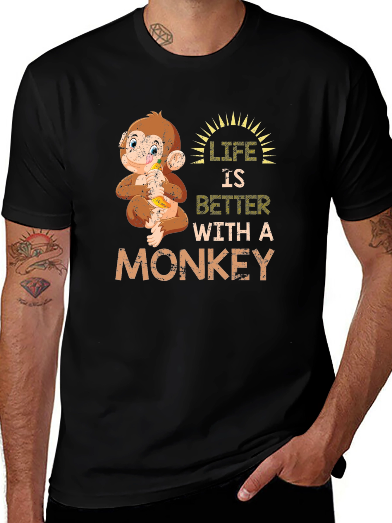 Variant 2 of Life is Better with a Monkey T-Shirt