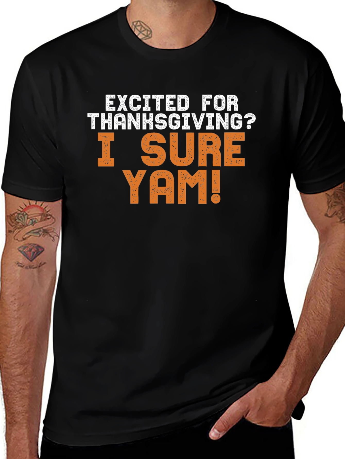Thanksgiving Humor T-Shirt - I Sure Yam! Black Tee