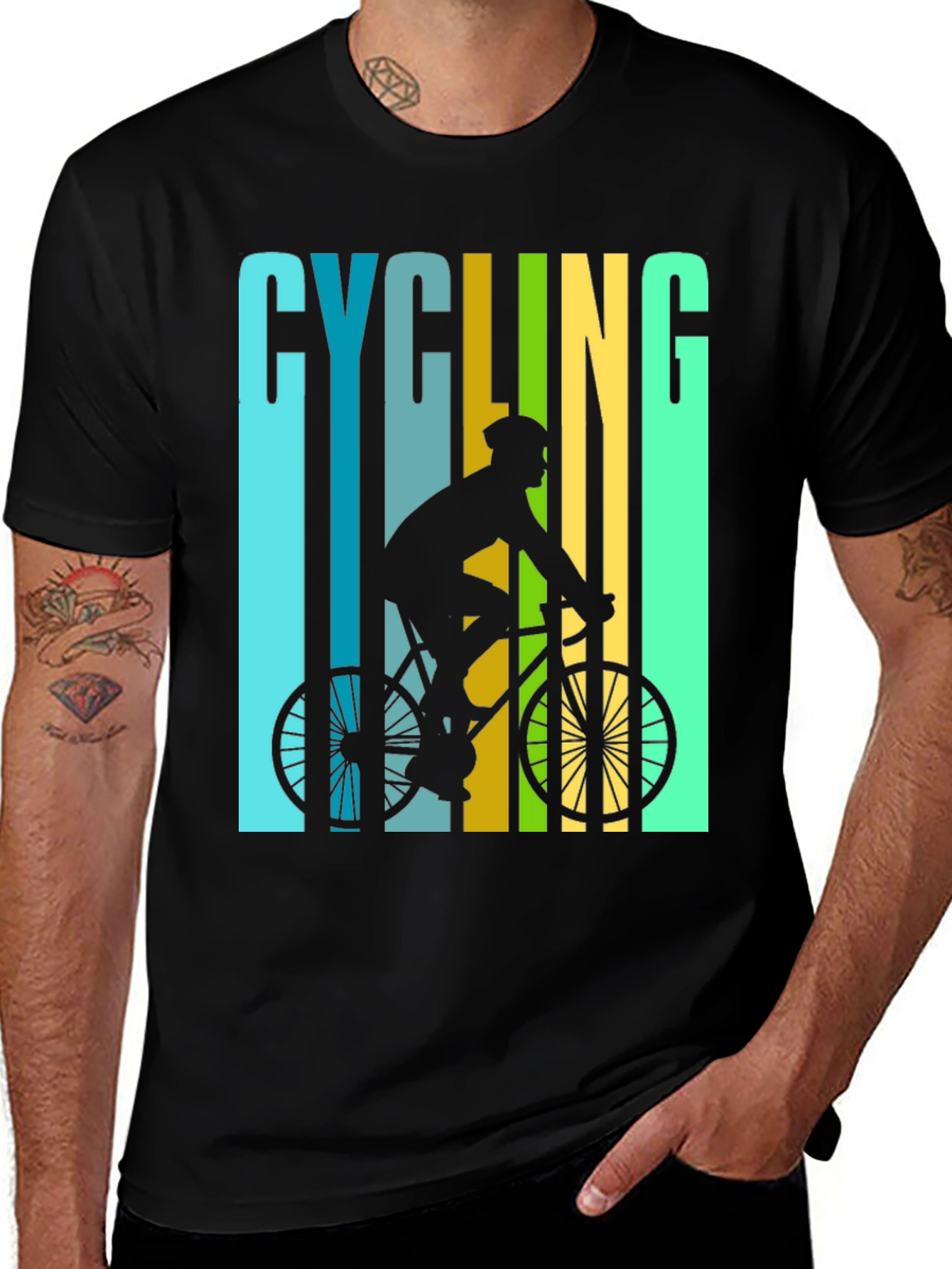 Black Cycling Graphic T-Shirt - Ride in Style main image