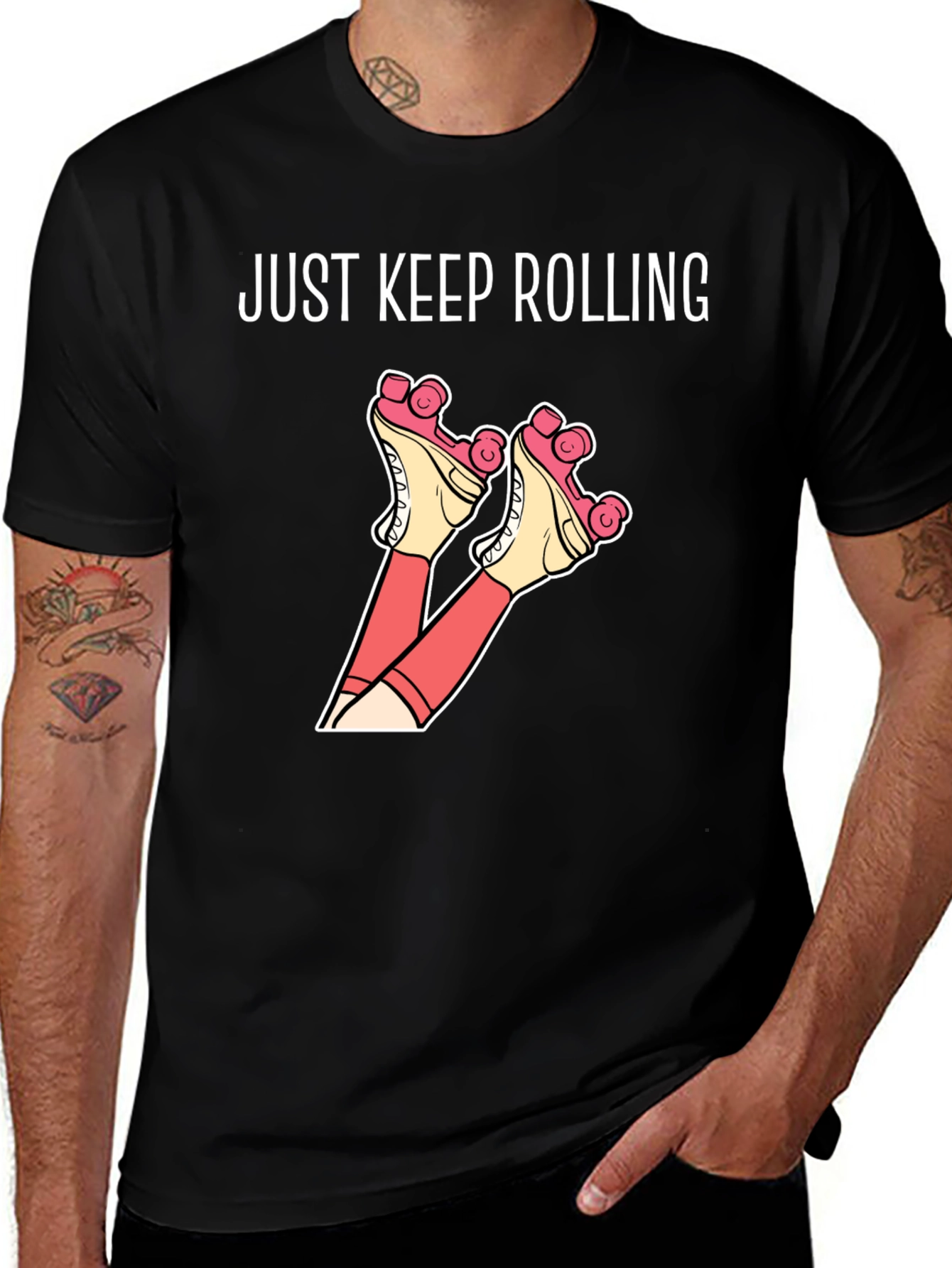Variant 6 of Just Keep Rolling Black Graphic T-Shirt