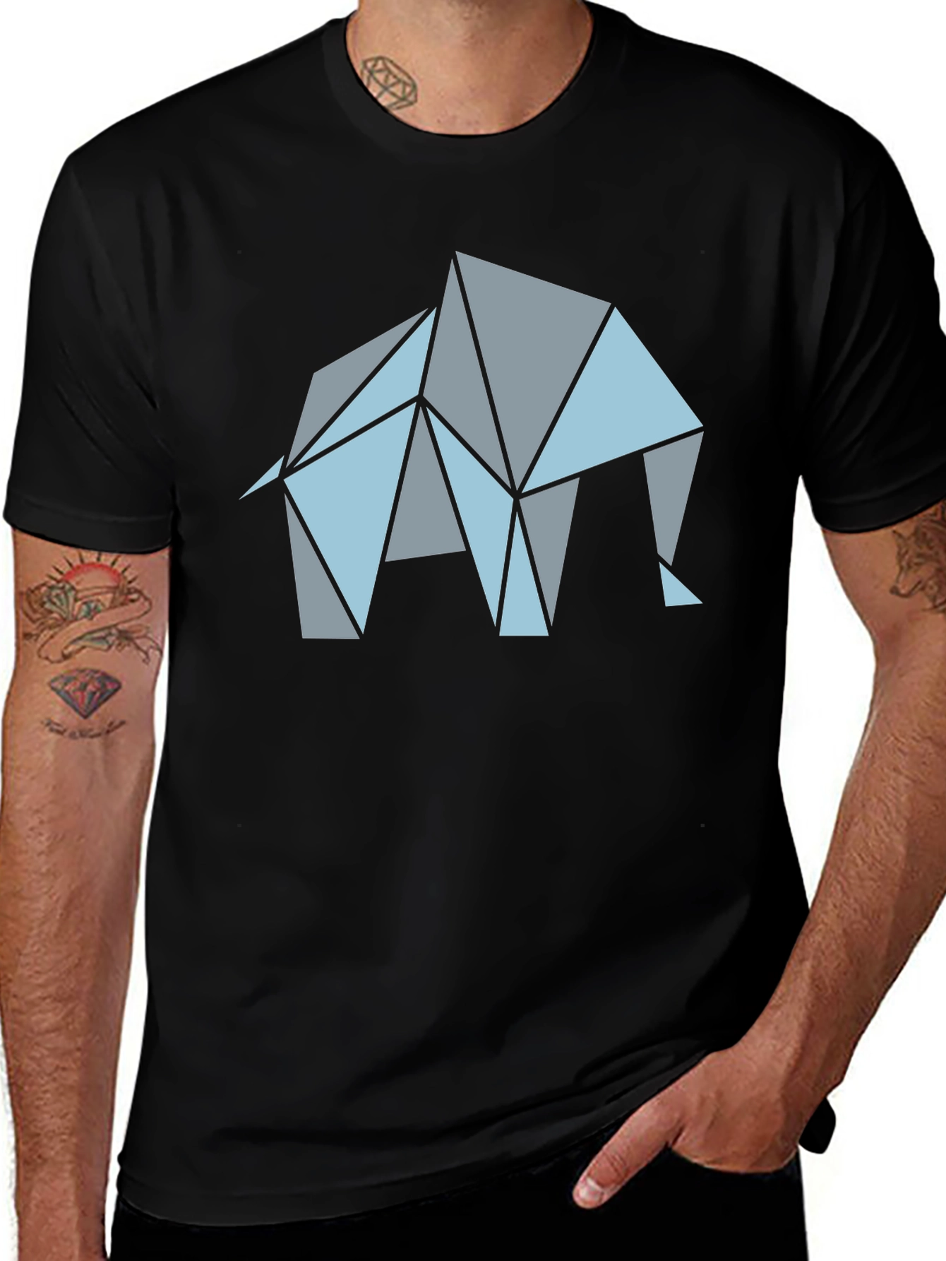 Variant 5 of Geometric Elephant Graphic T-Shirt