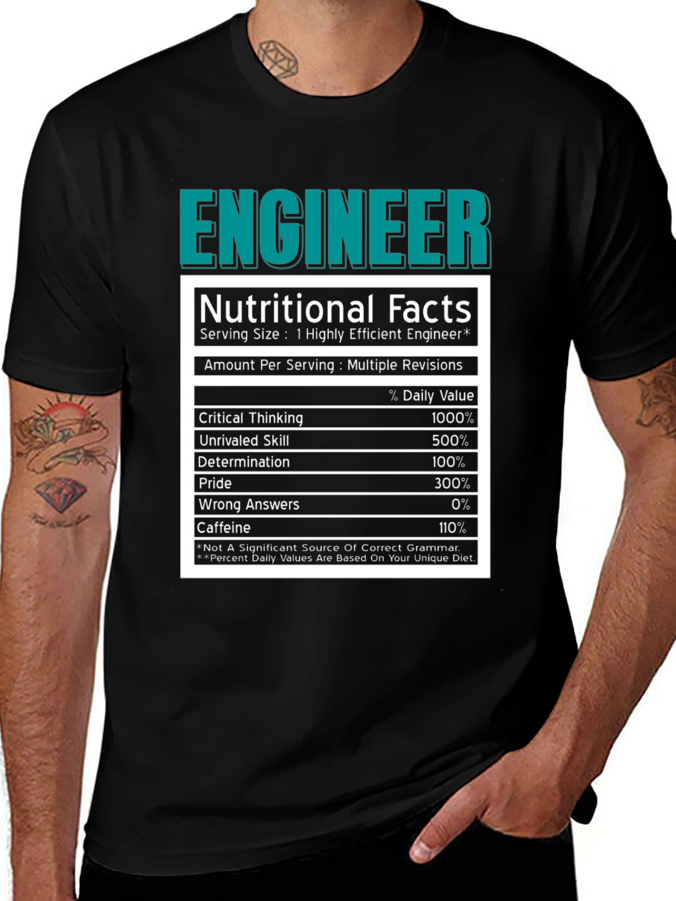 Variant 24 of Engineer Nutritional Facts Black T-Shirt
