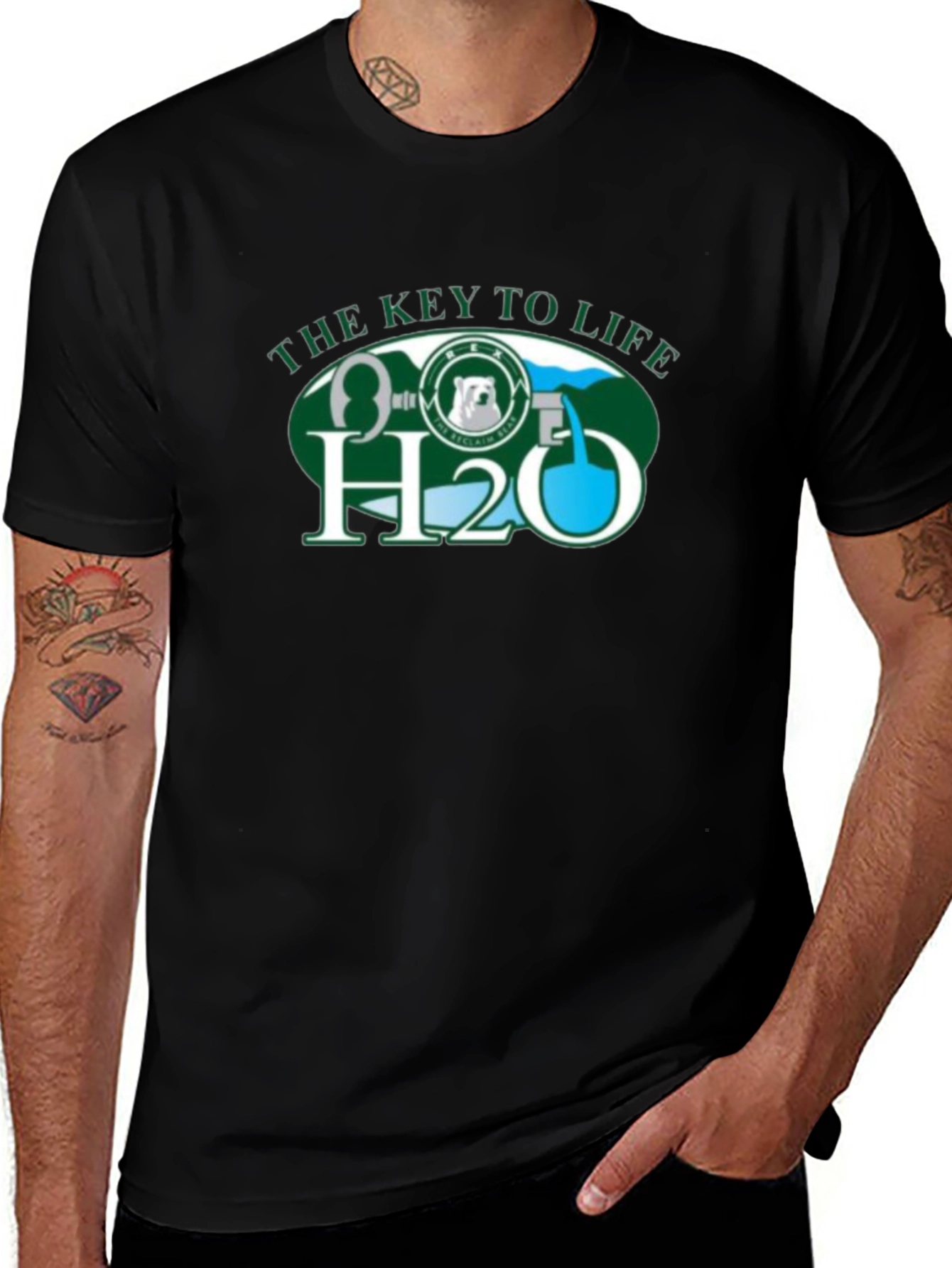 Variant 23 of H2O The Key To Life Black T-Shirt