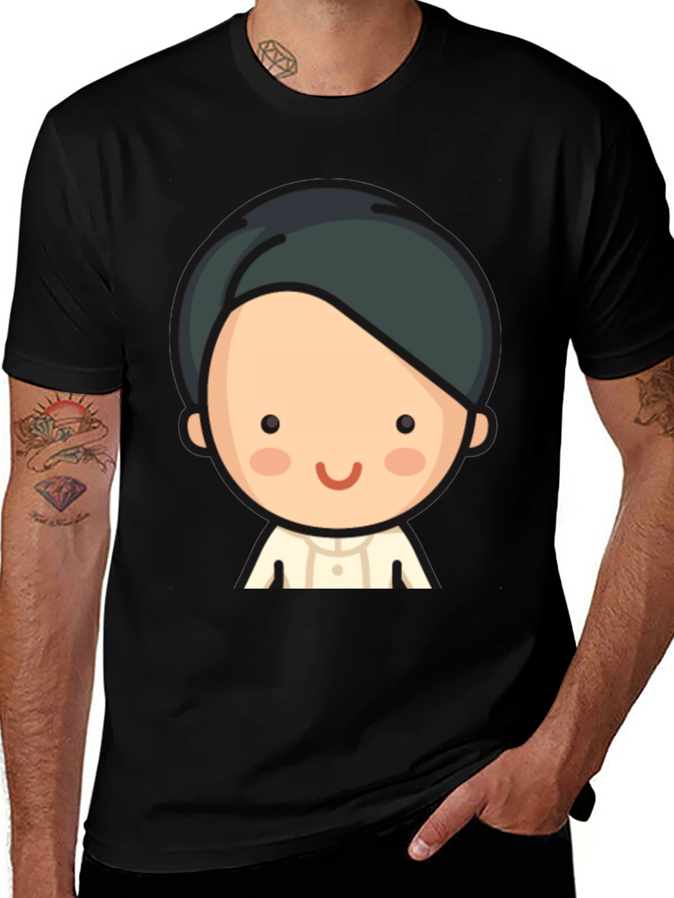 Variant 19 of Cartoon Character Graphic Tee - Black Unisex T-Shirt