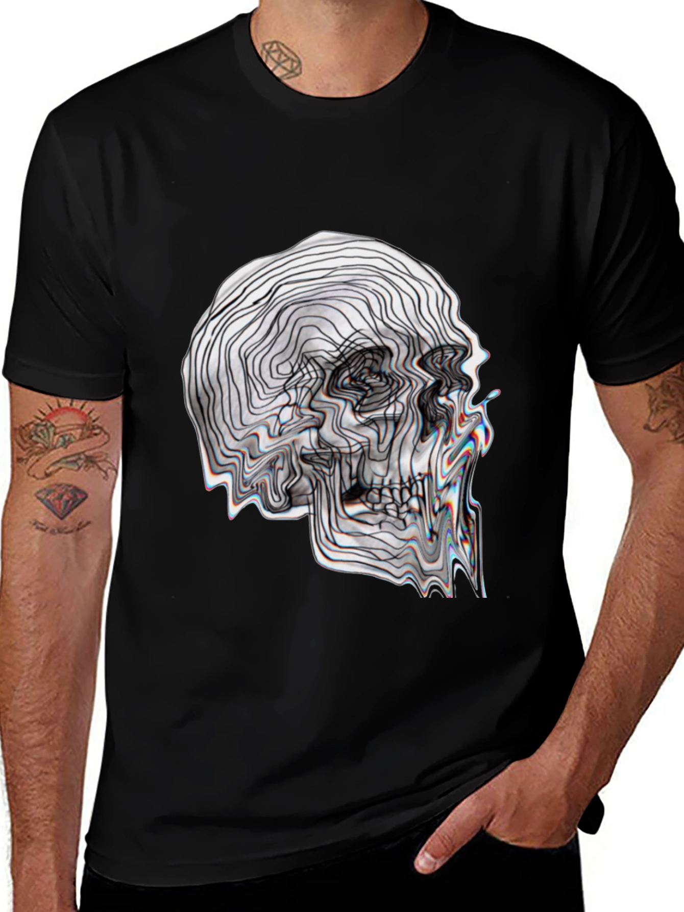 Variant 24 of Abstract Skull Graphic Black T-Shirt