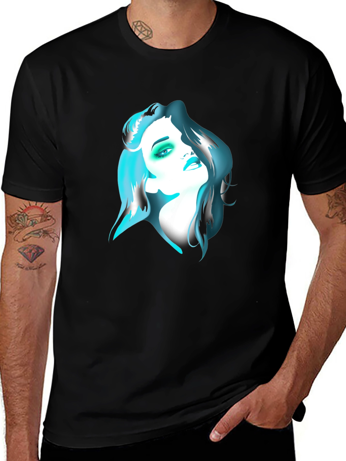 Variant 5 of Graphic Tee - Woman Portrait Black T-Shirt