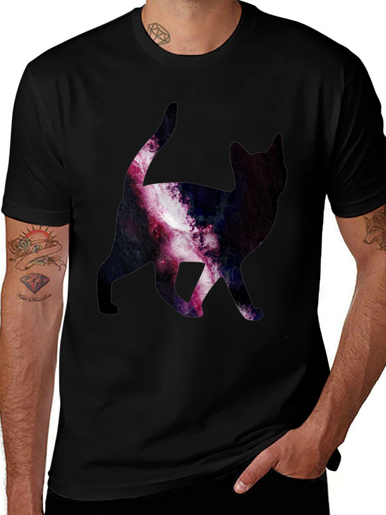 Variant 17 of Galaxy Cat Print T-Shirt - Stylish & Unique