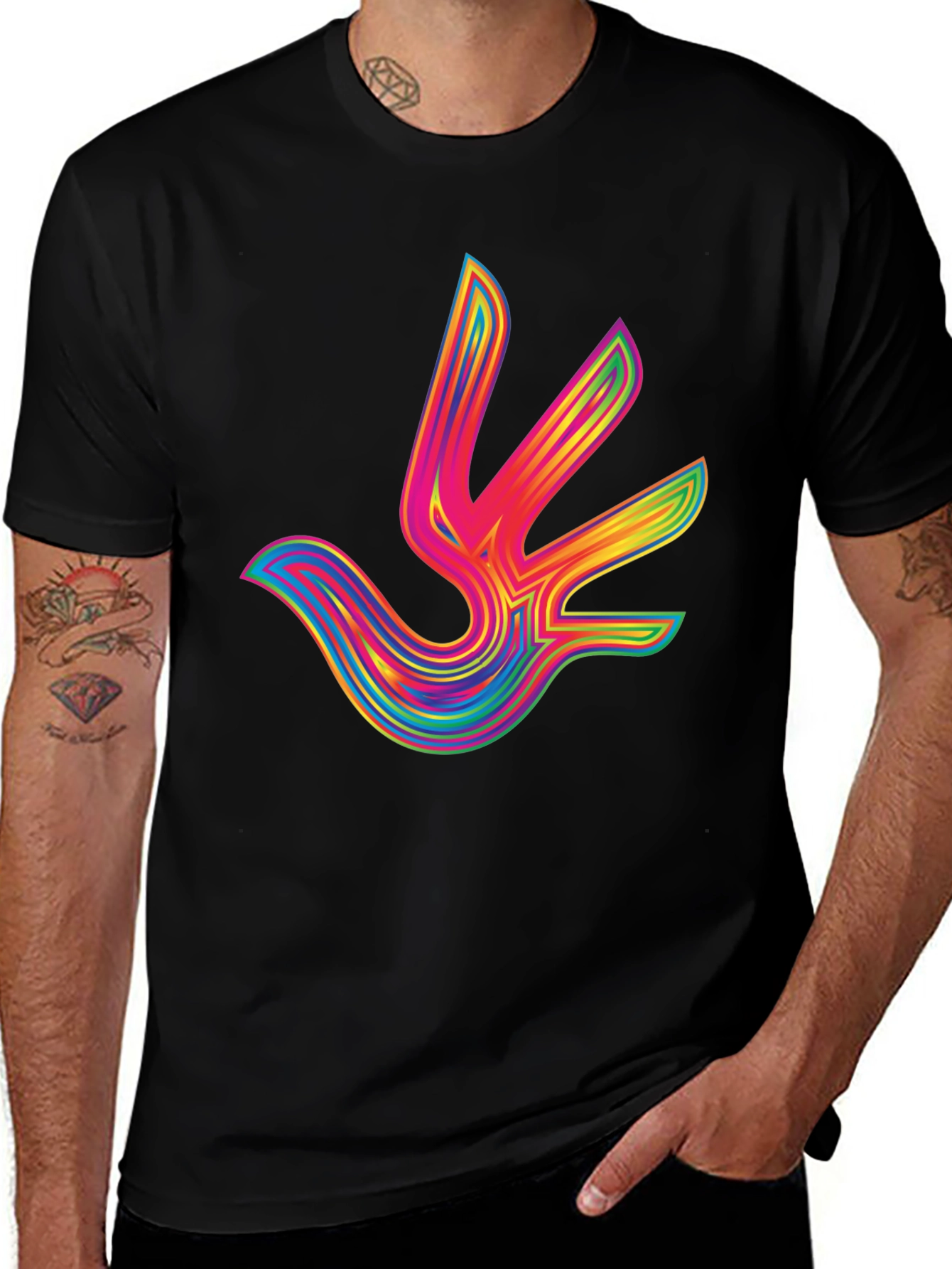 Variant 26 of Rainbow Bird Graphic Tee - Modern Style
