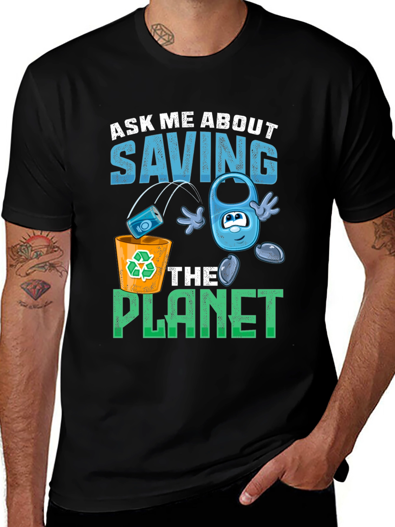 Variant 30 of Eco-Friendly "Save the Planet" Graphic T-Shirt